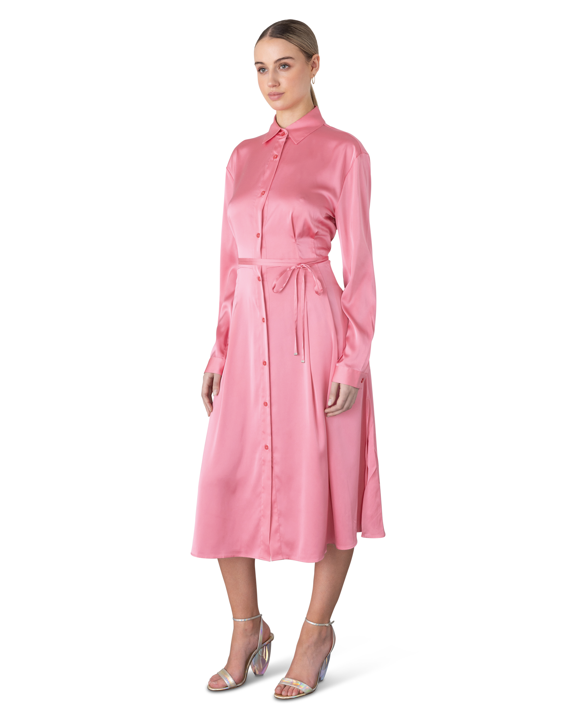 Kleoma Satin Shirt Dress
