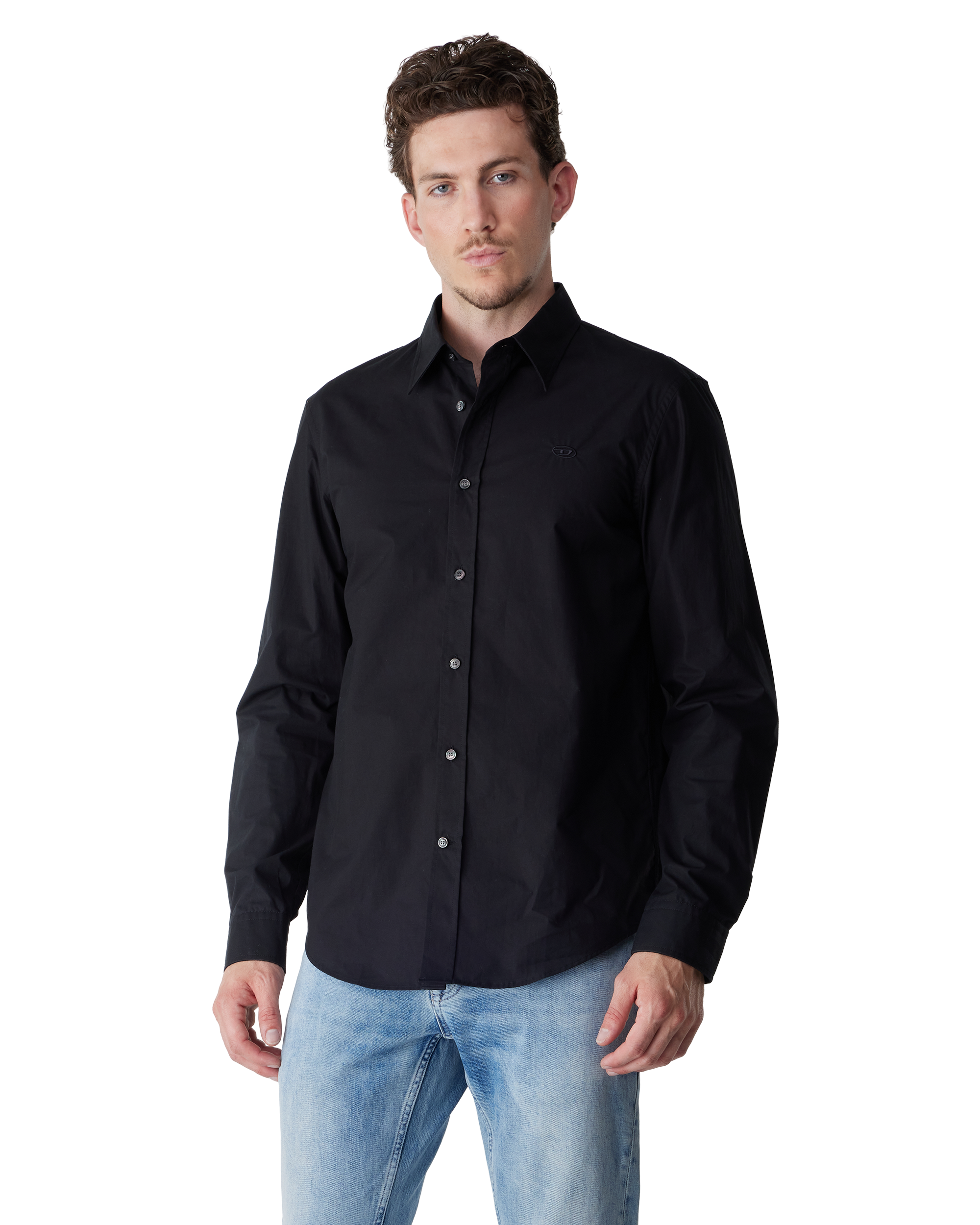Black Cotton S-Simply-PCAL Shirt by Diesel | DIHSAN