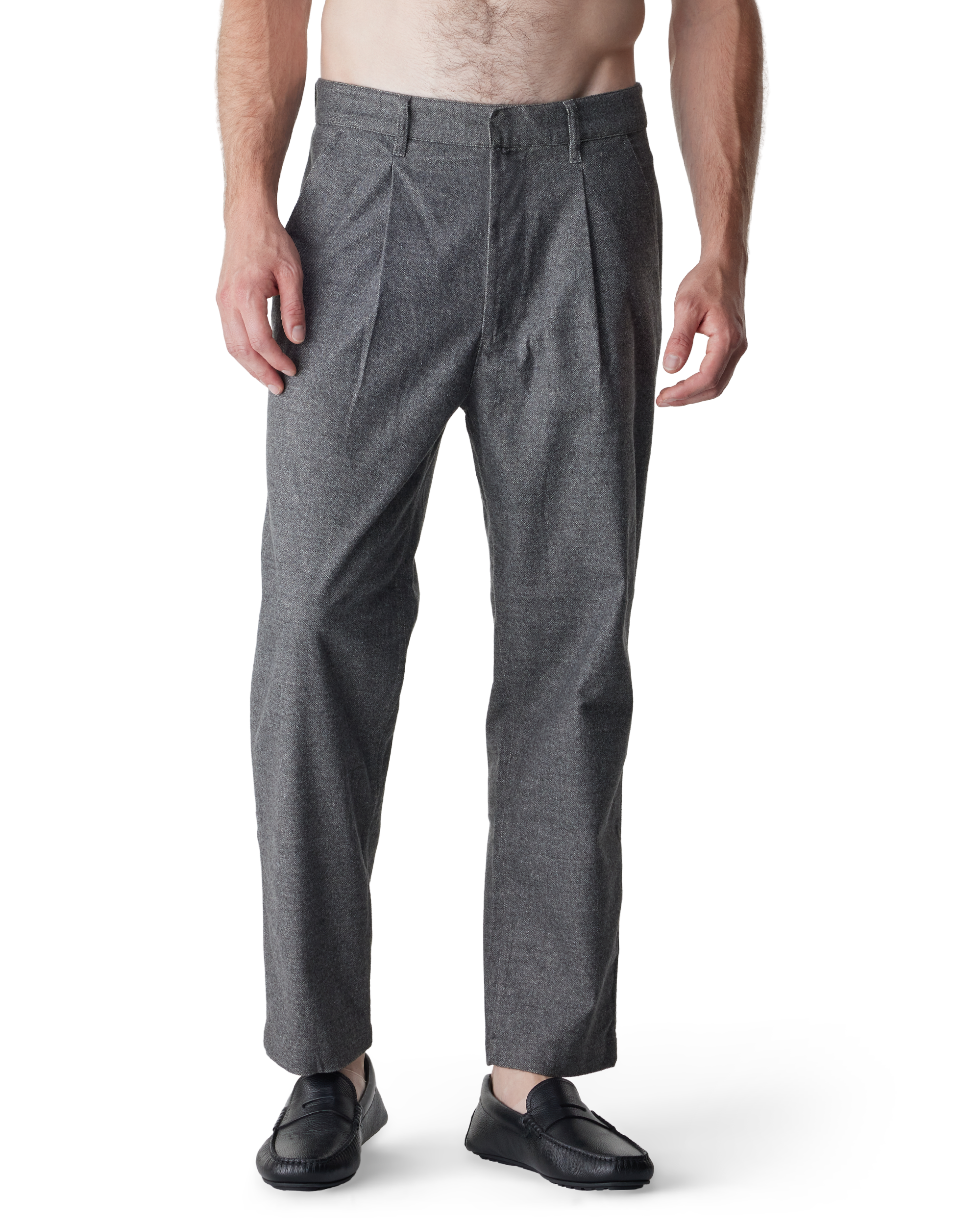 Static Grey Cotton Blend Dane Pleated Trouser by Adriano Goldschmied | DIHSAN