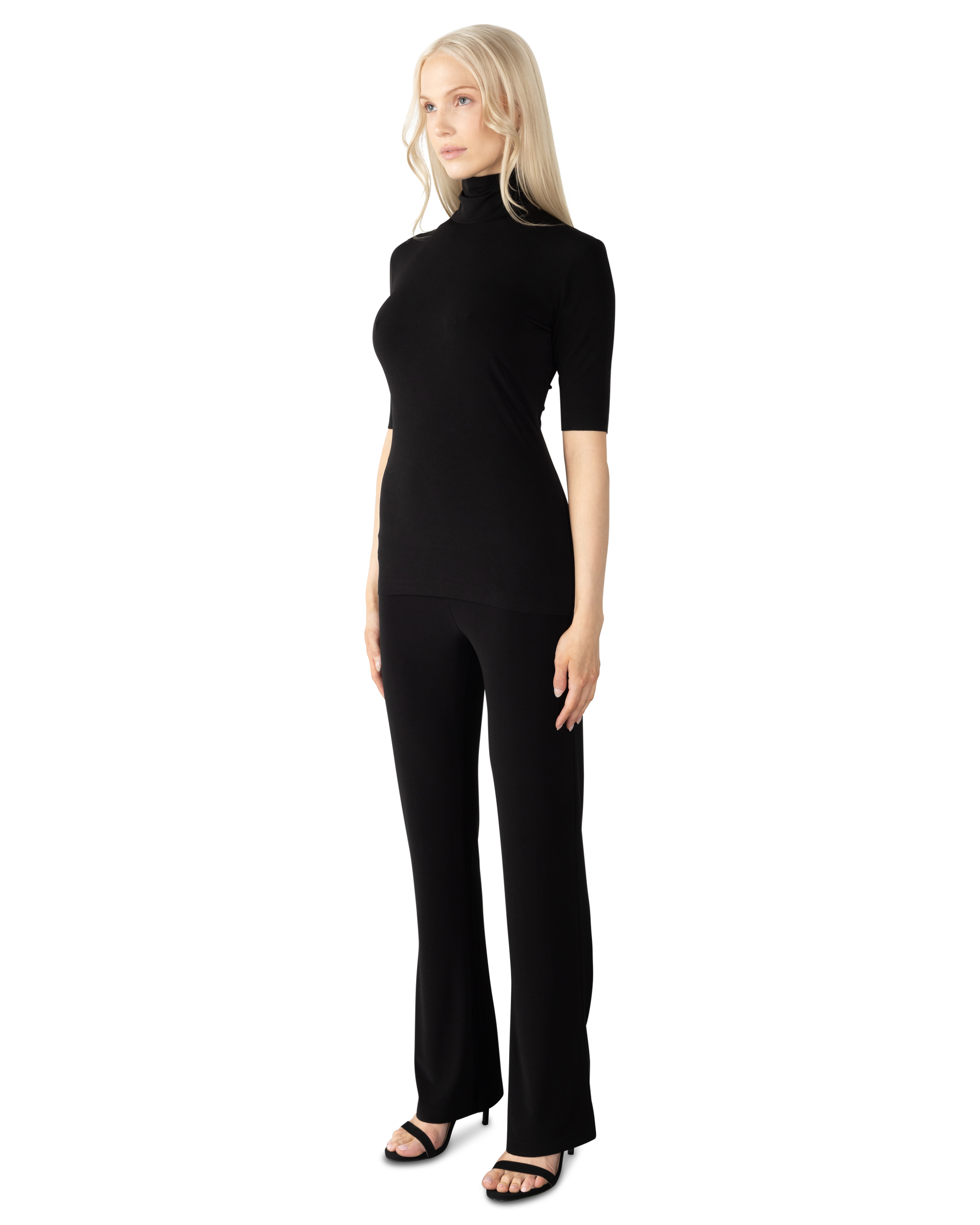 Half Sleeve Fitted Turtleneck Top