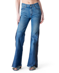 Distressed Hem Flared Leg Jeans
