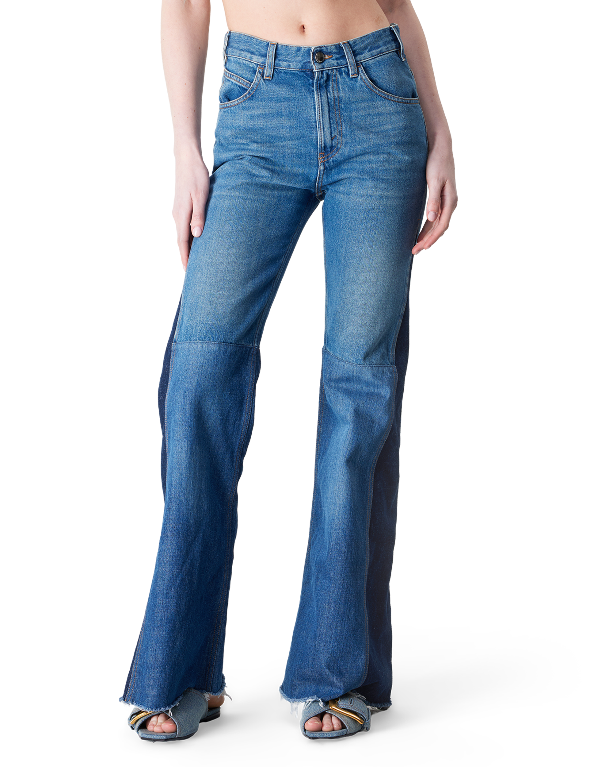 Distressed Hem Flared Leg Jeans
