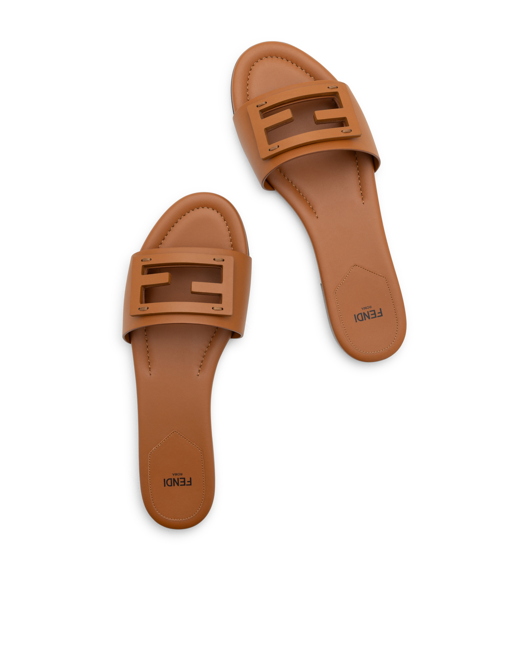 FF Baguette Leather Slides - DIHSAN