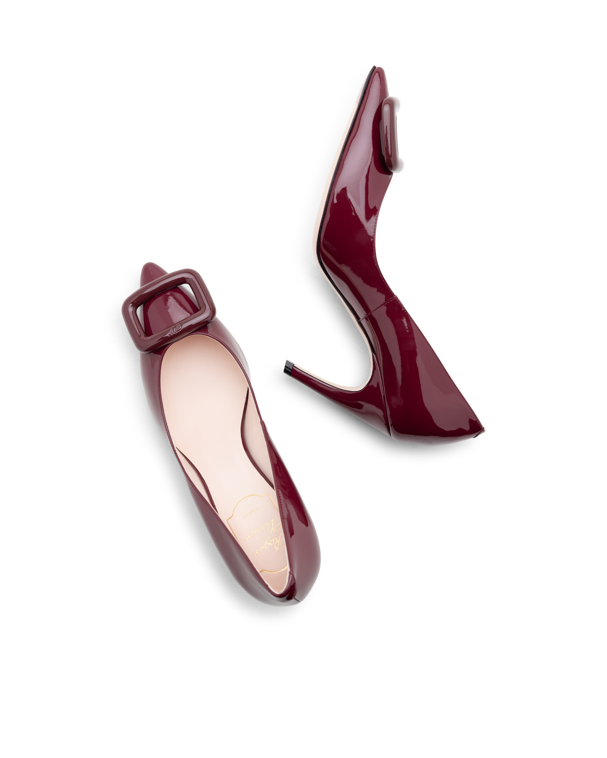 Viv' Choc Patent Leather Buckle Pumps