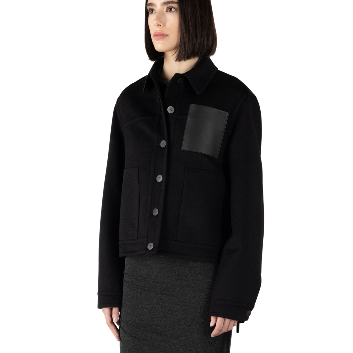 LOEWE Wool & Cashmere Workwear Jacket in Black | DIHSAN