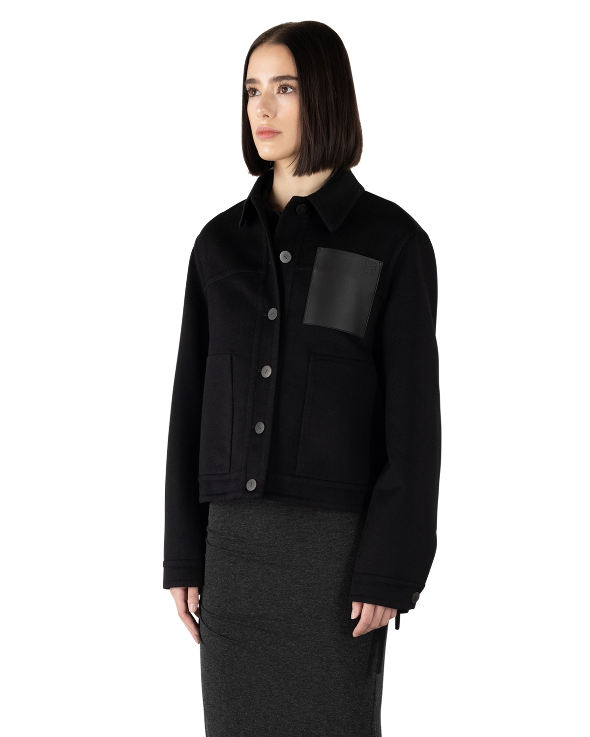 LOEWE Wool & Cashmere Workwear Jacket in Black | DIHSAN