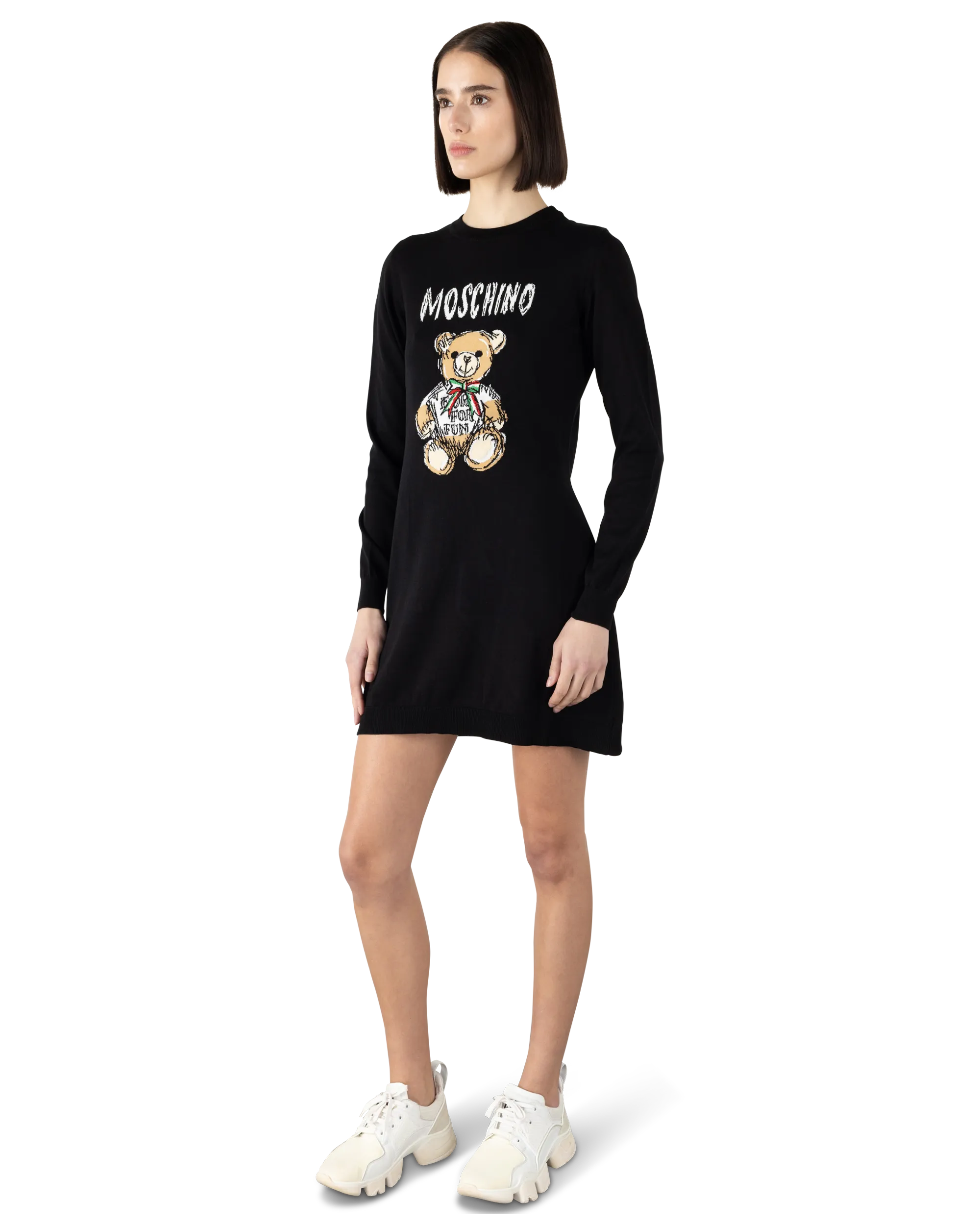 Teddy Bear Printed Mini T-Shirt Dress