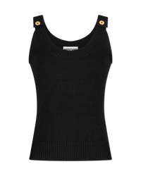 Decorative Button Ribbed Tank-Top - DIHSAN