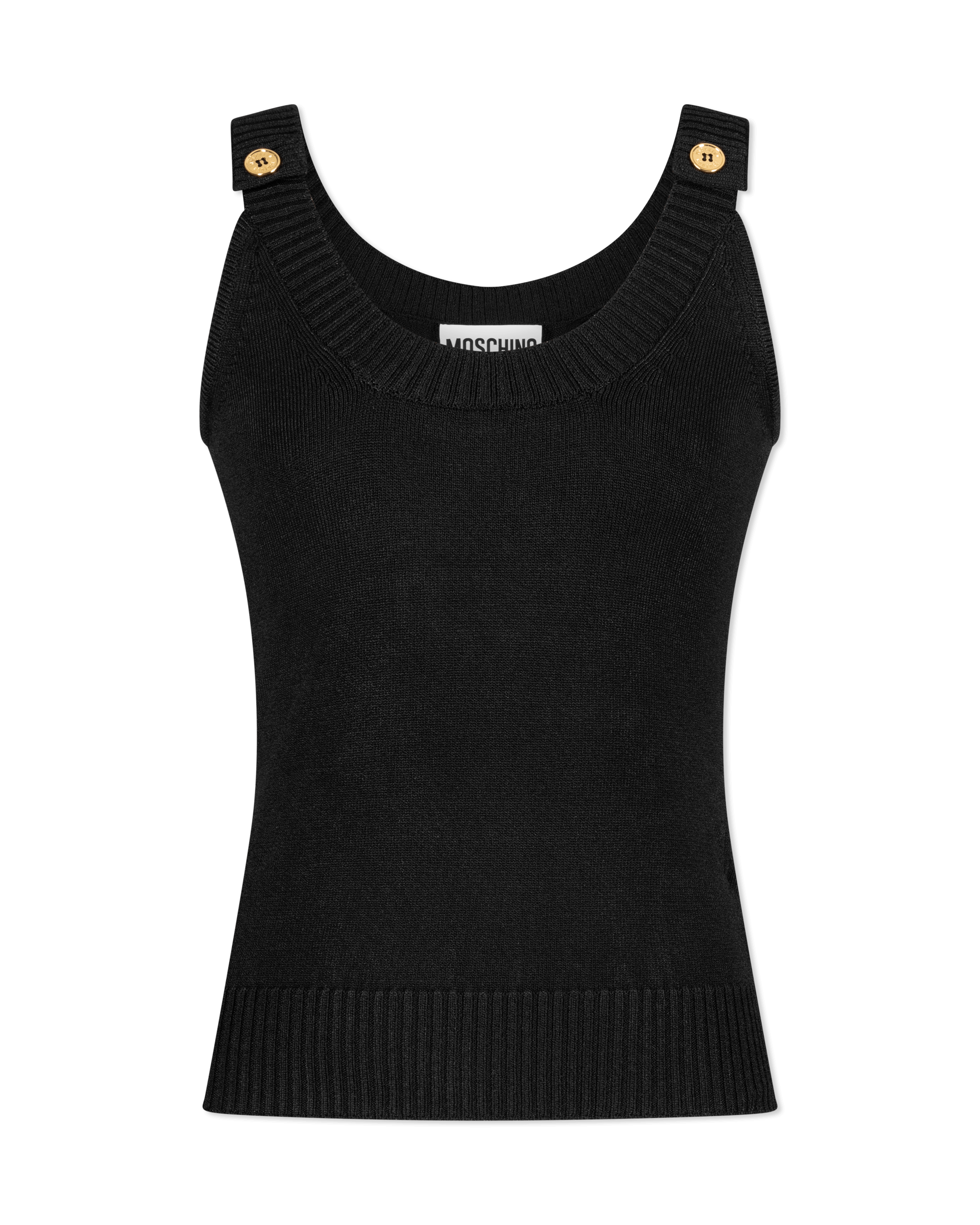 Decorative Button Ribbed Tank-Top