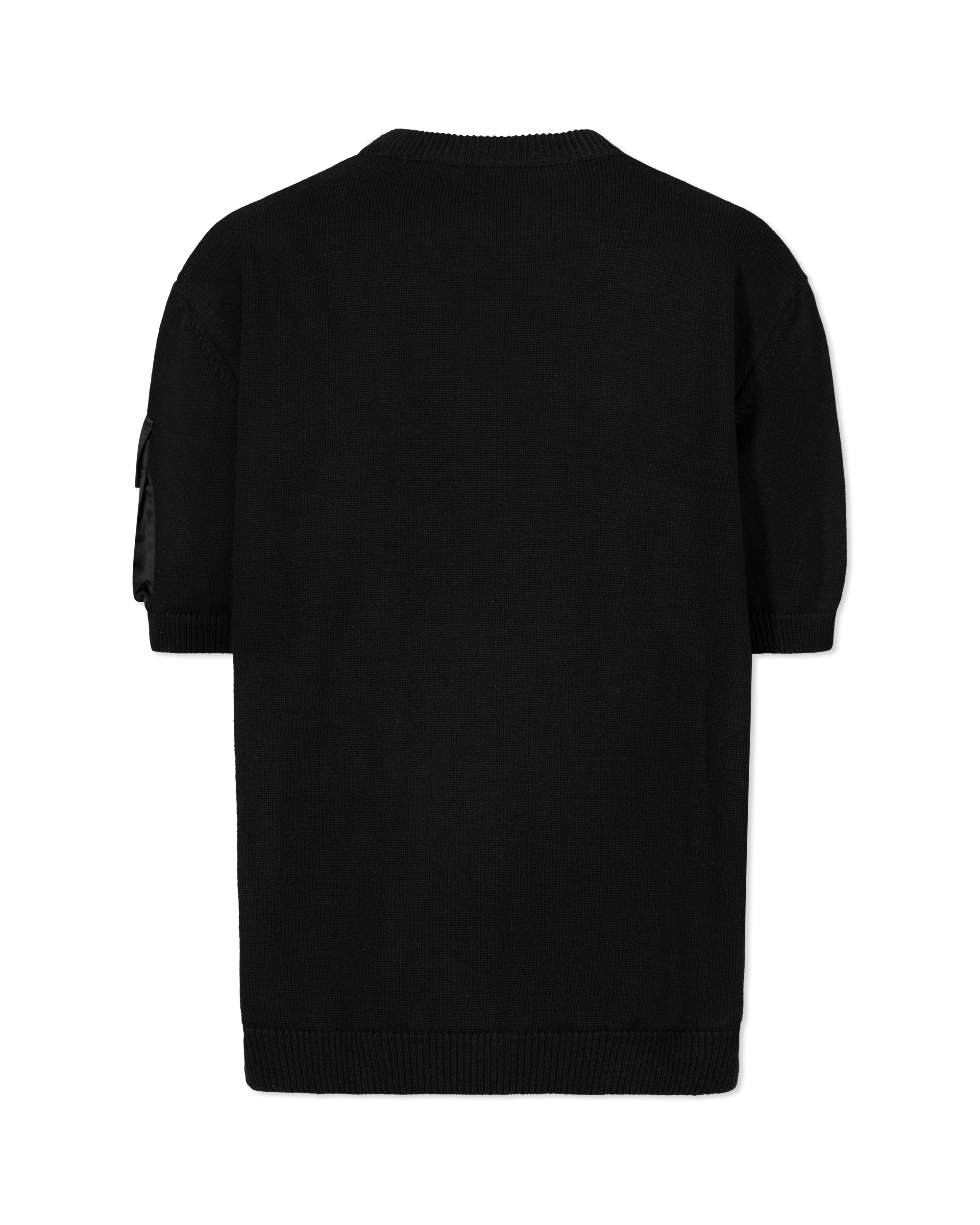 Sleeve Pocket Details Wool Short Sleeve Sweater