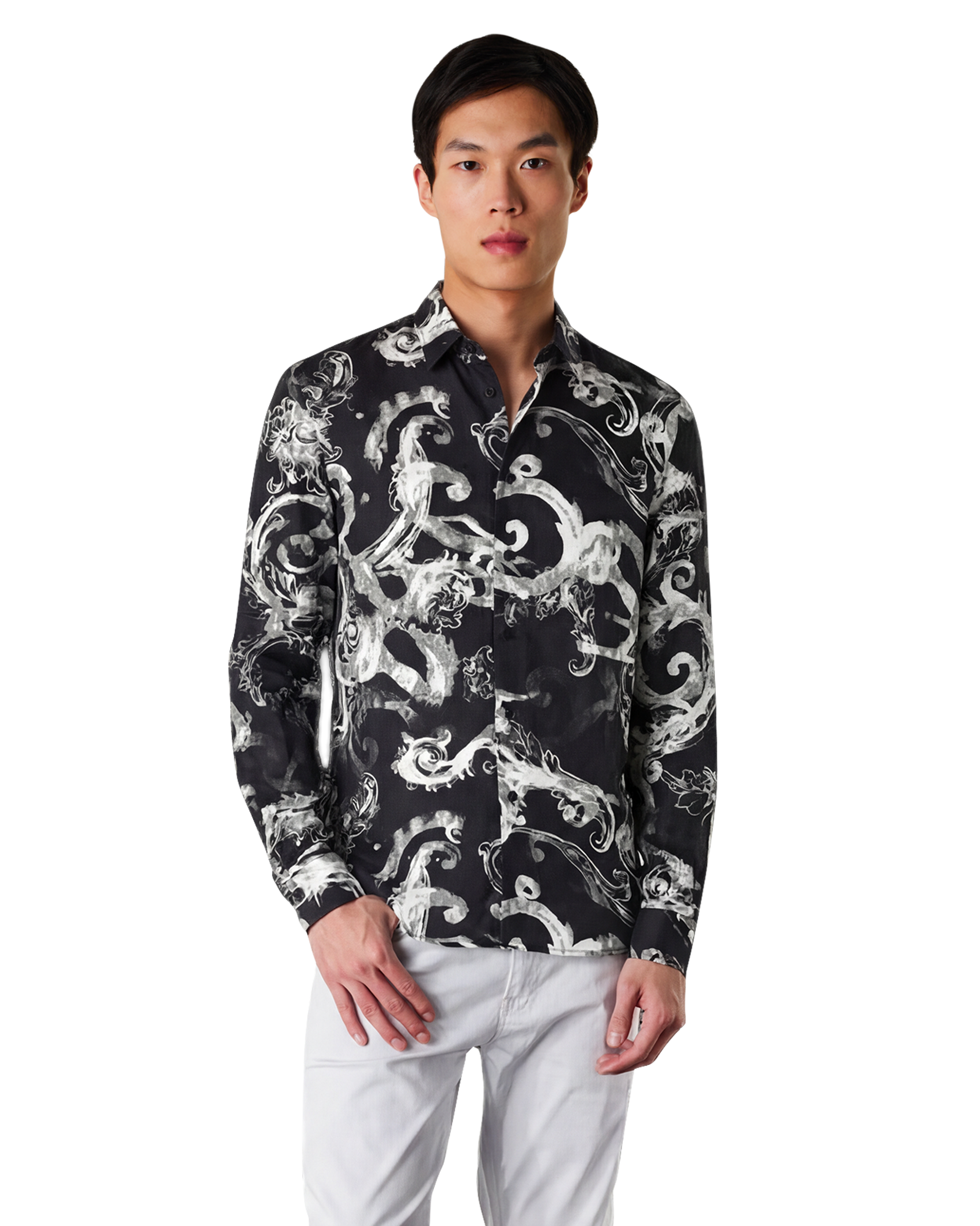 Watercolor Baroque Couture Long Sleeve Shirt