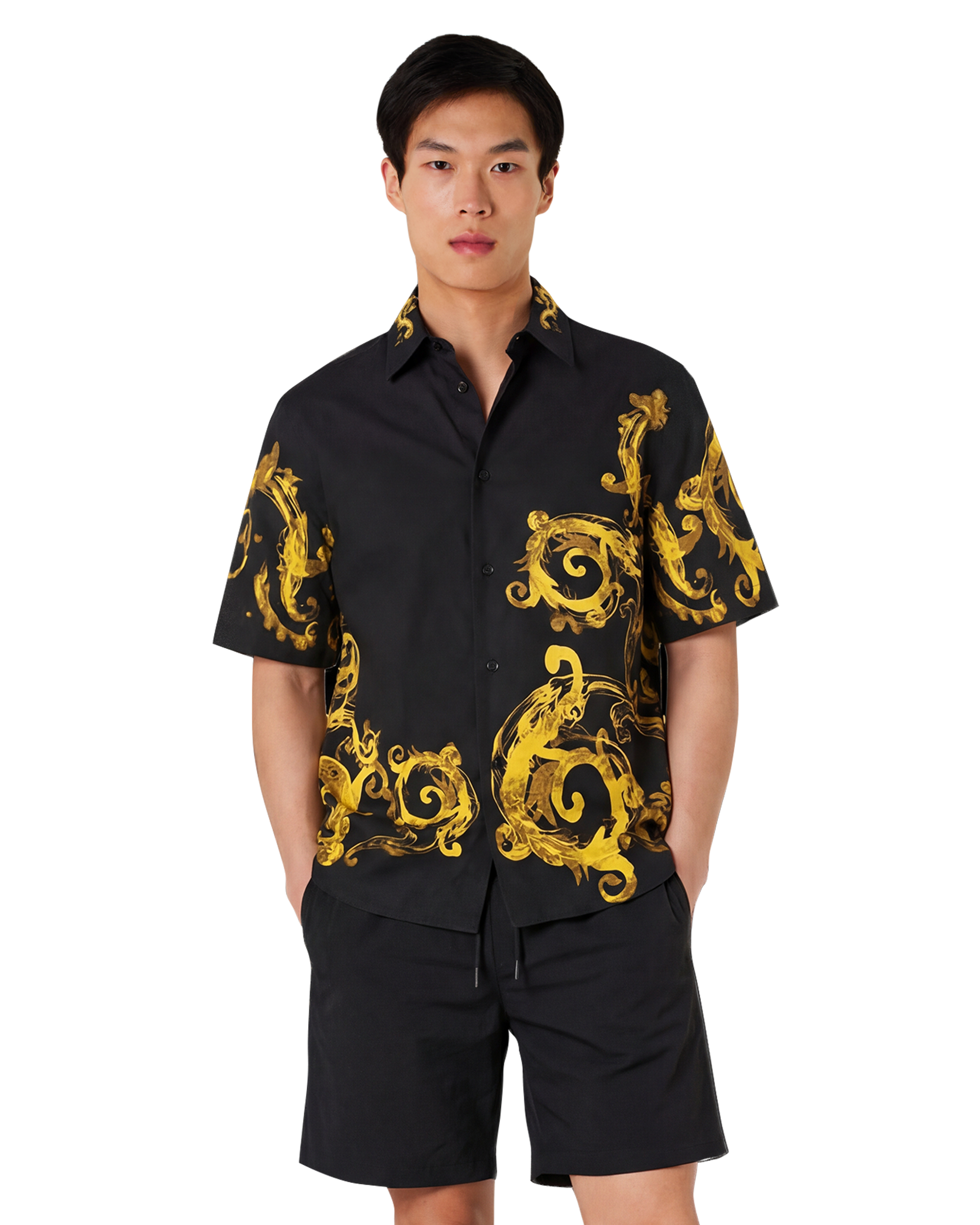 Watercolor Baroque Couture Short Sleeve Shirt