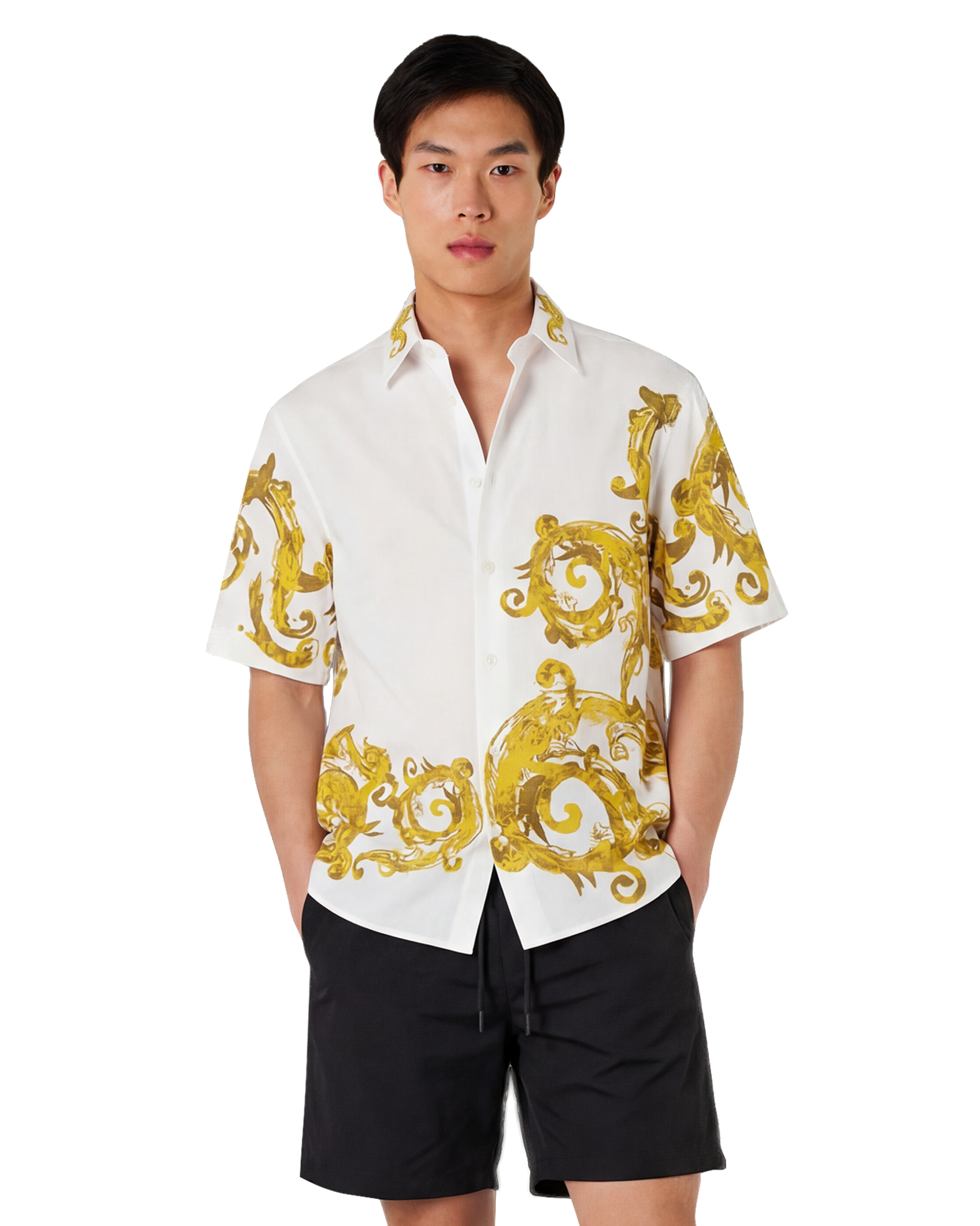 Watercolor Baroque Couture Short Sleeve Shirt
