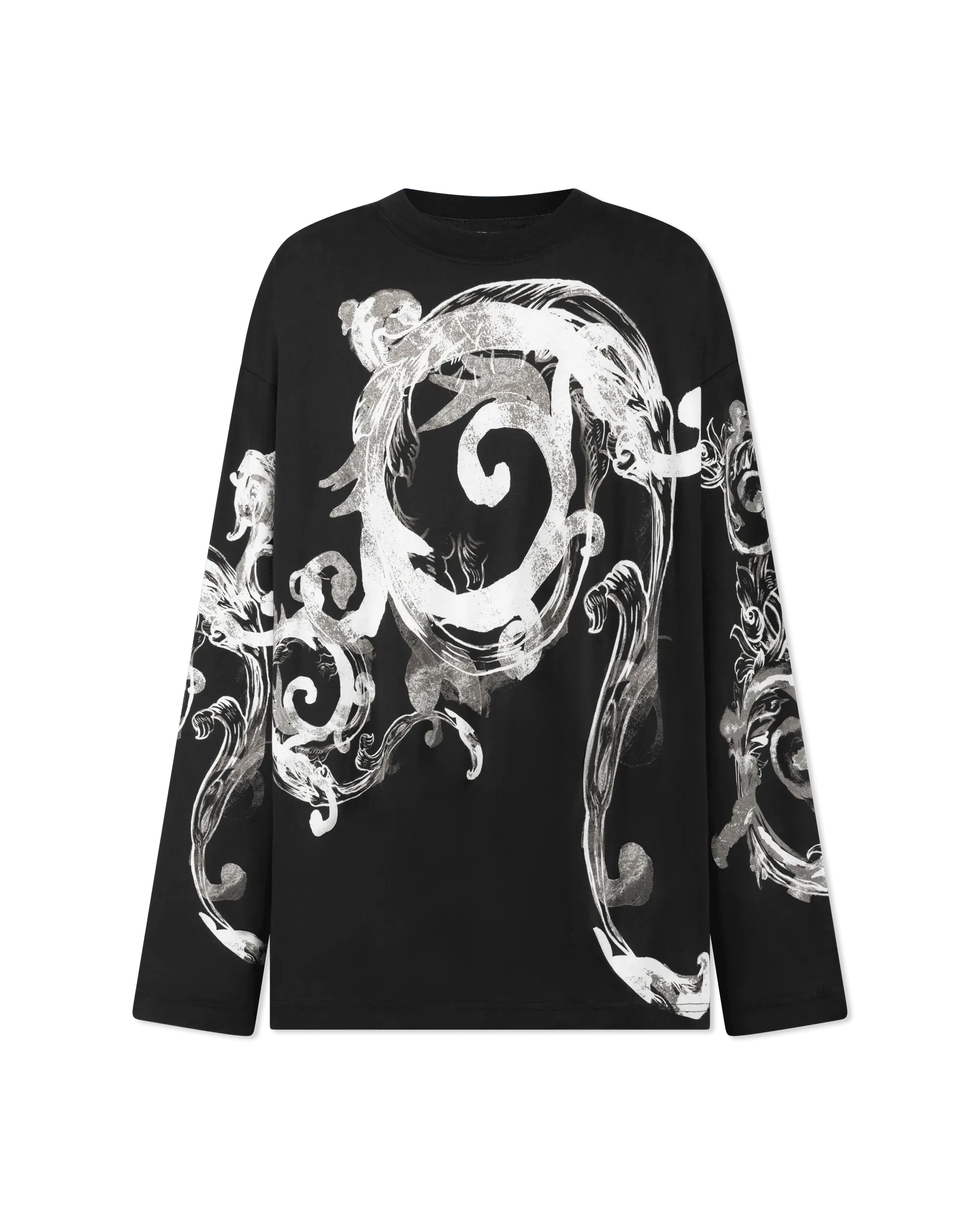Watercolor Barocco Couture Oversized Long Sleeve T-Shirt - DIHSAN