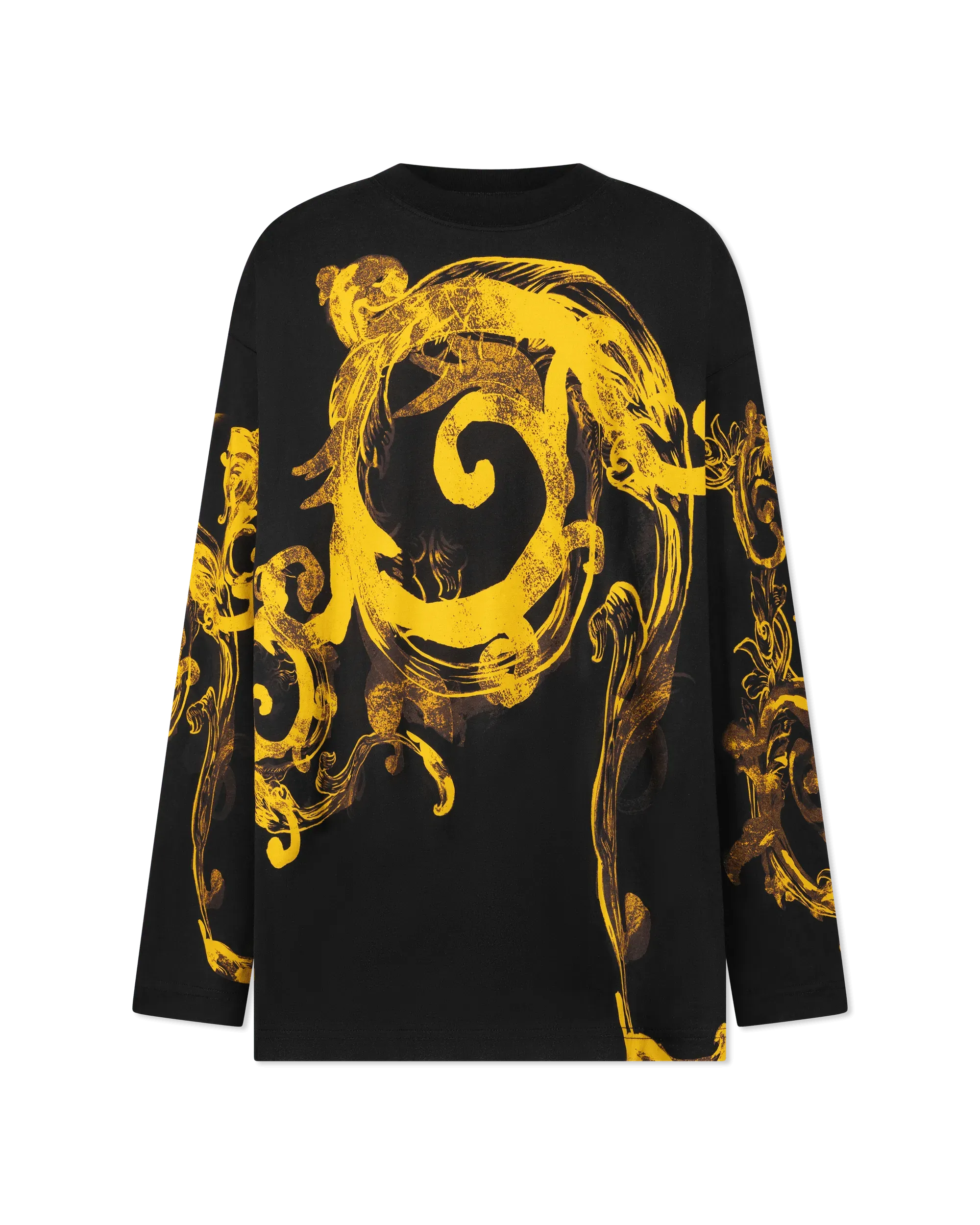 Watercolor Barocco Couture Oversized Long Sleeve T-Shirt - DIHSAN