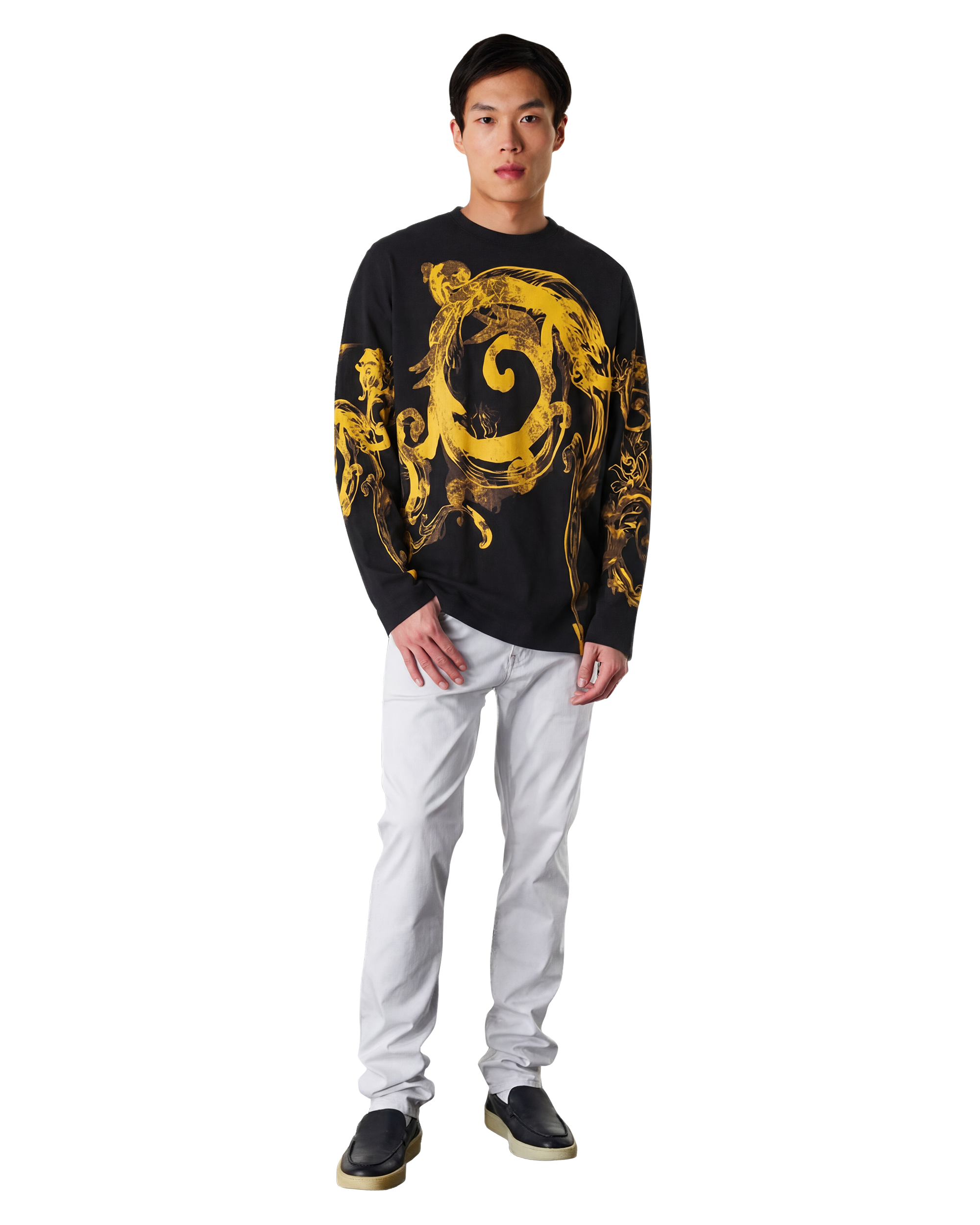 Watercolor Barocco Couture Oversized Long Sleeve T-Shirt