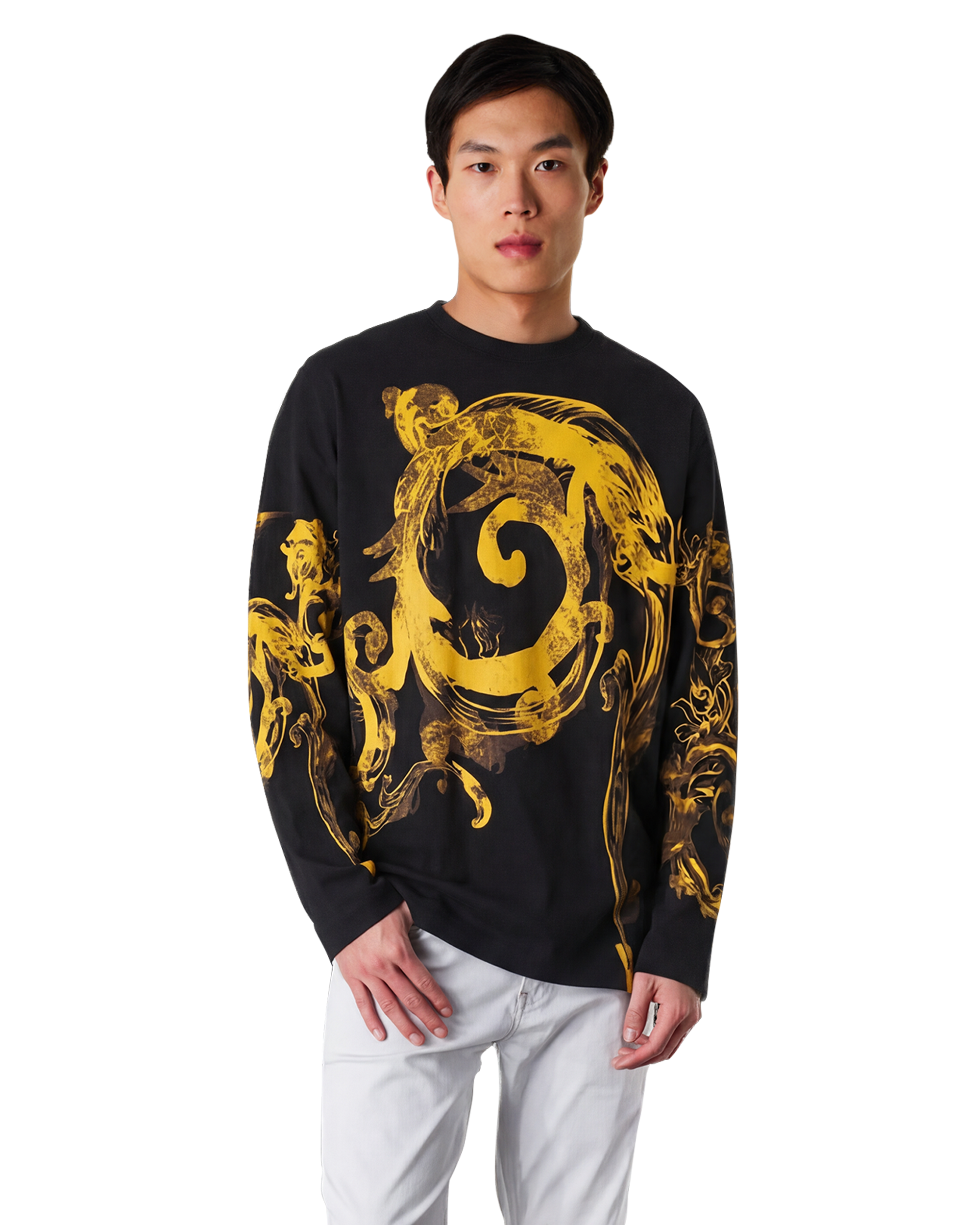 Watercolor Barocco Couture Oversized Long Sleeve T-Shirt