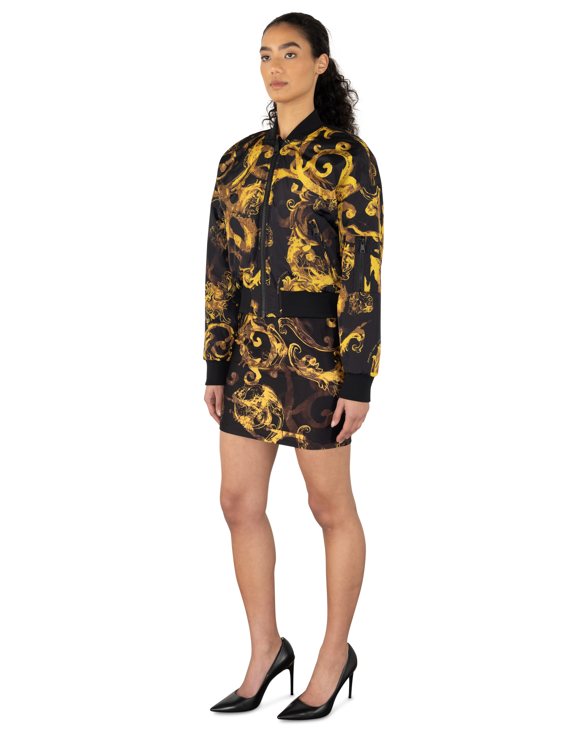 Watercolor Barocco Couture Reversible Bomber Jacket