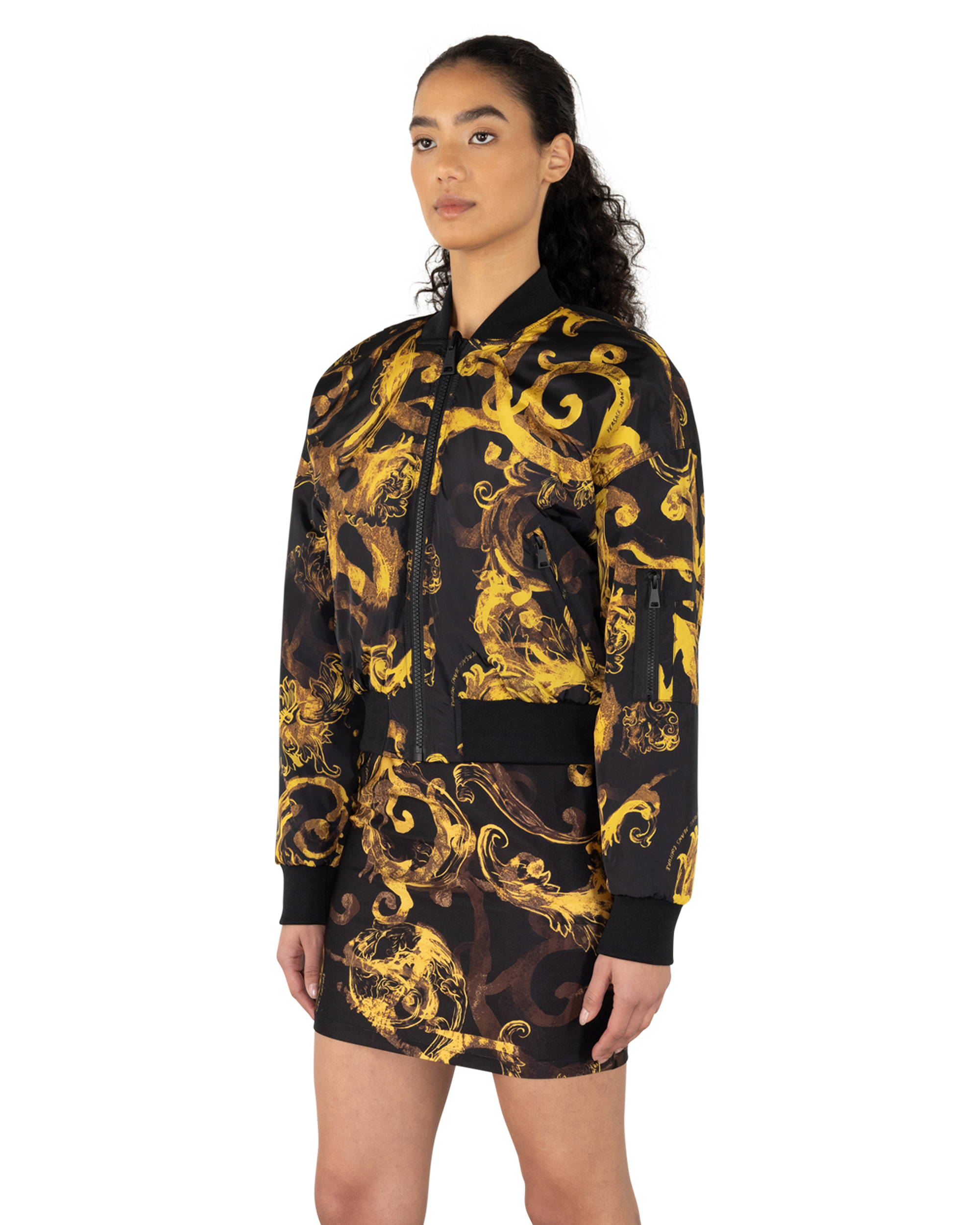 Watercolor Barocco Couture Reversible Bomber Jacket