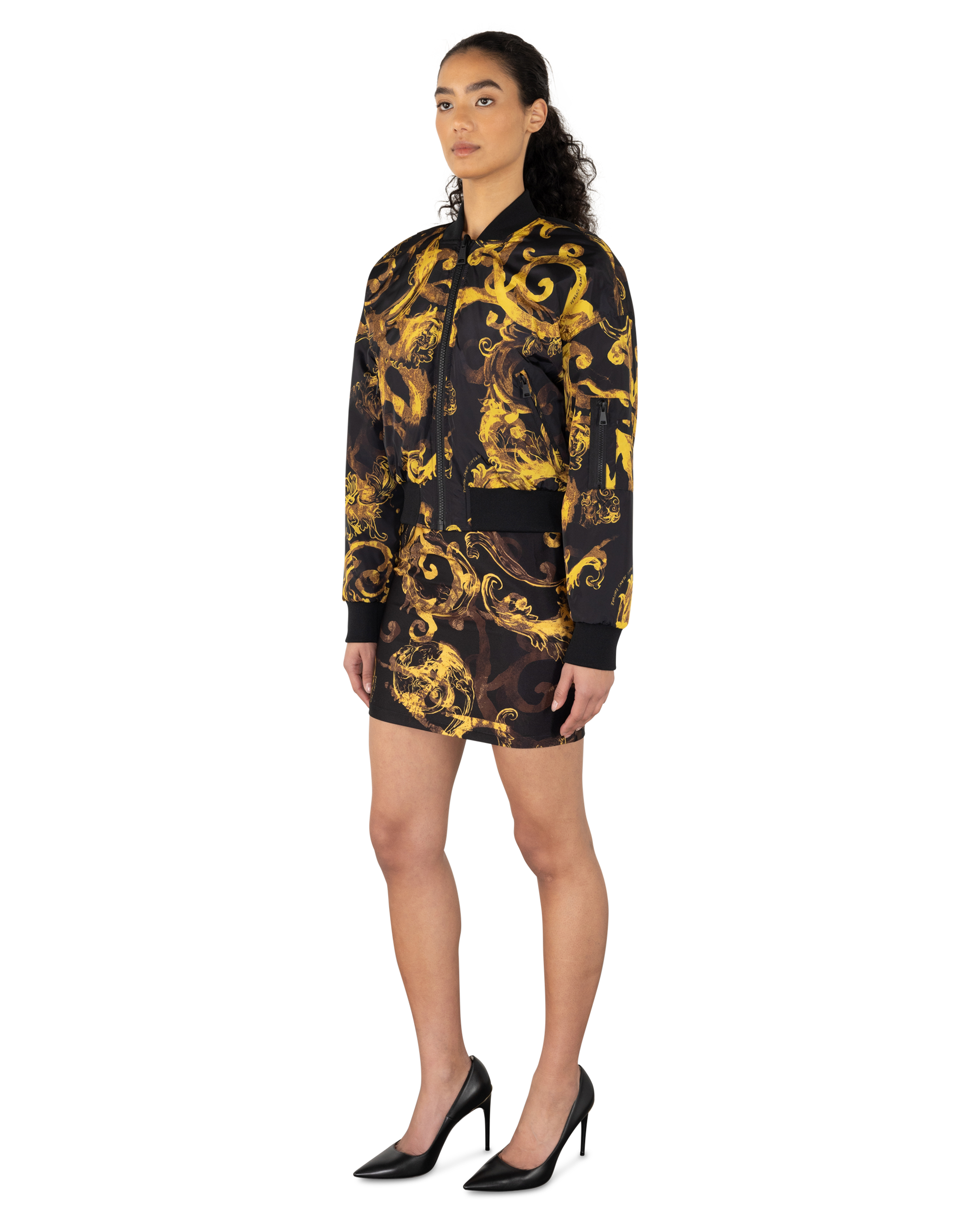 Watercolor Barocco Couture Reversible Bomber Jacket