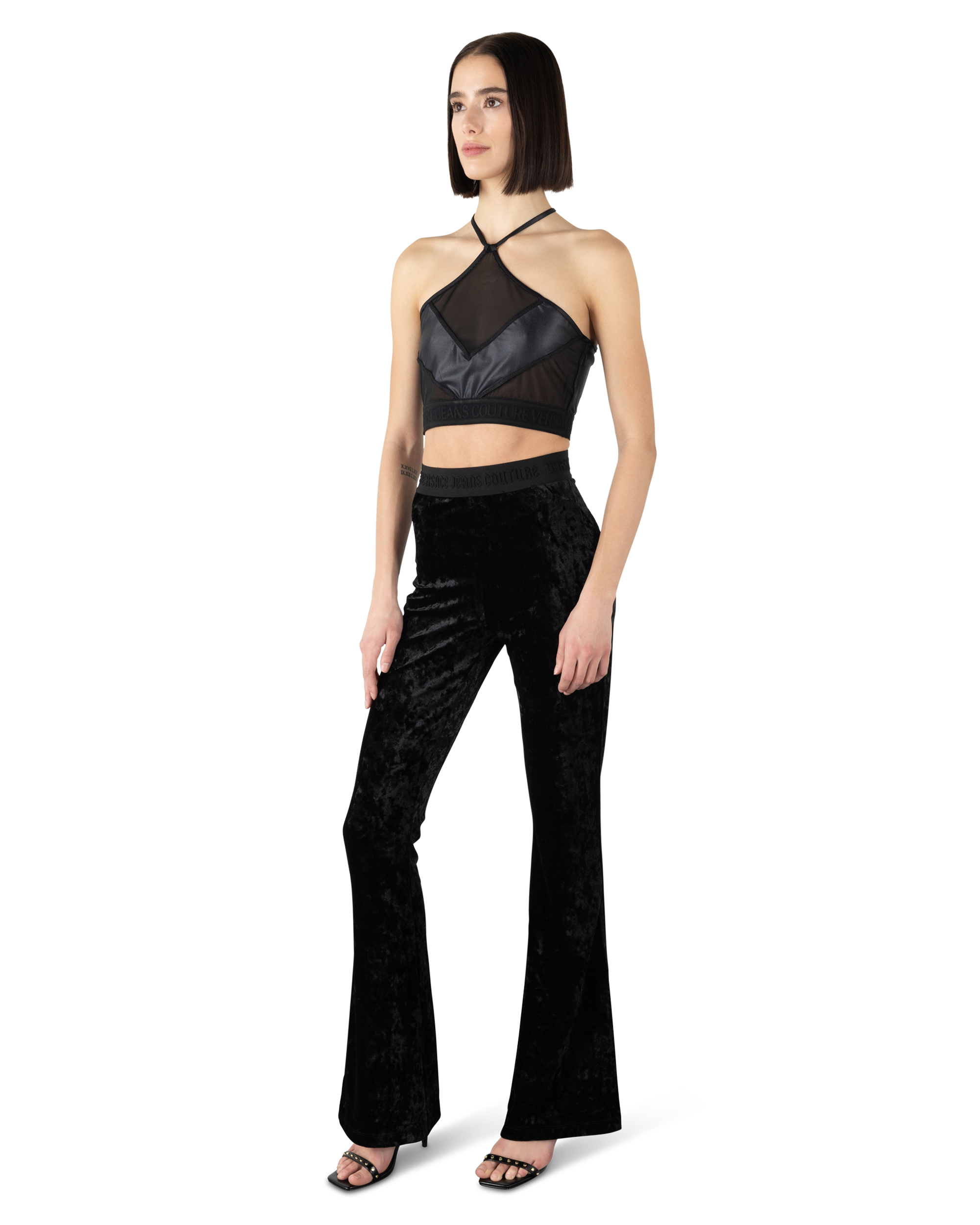 Sheer Panelled Cropped Top