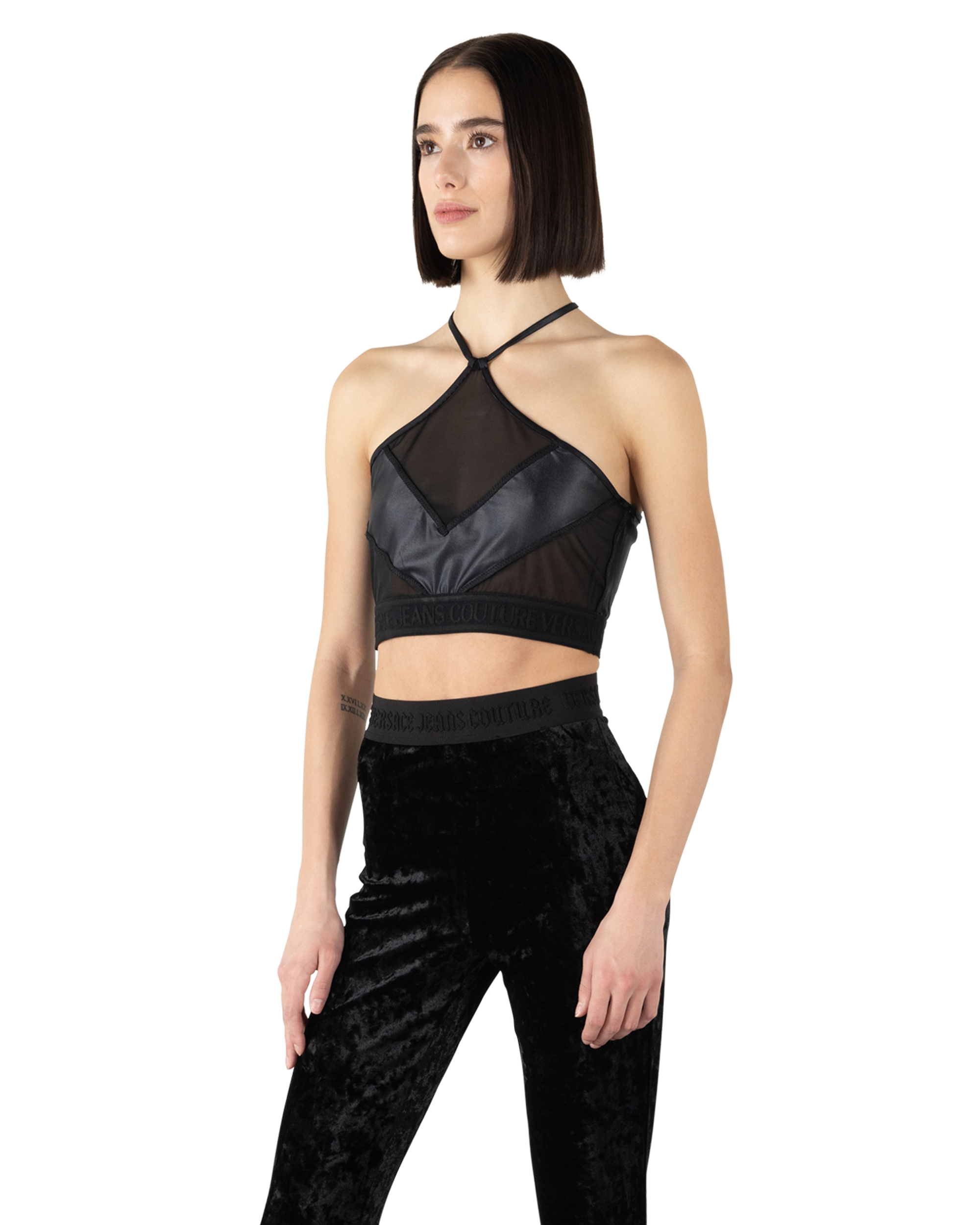 Sheer Panelled Cropped Top