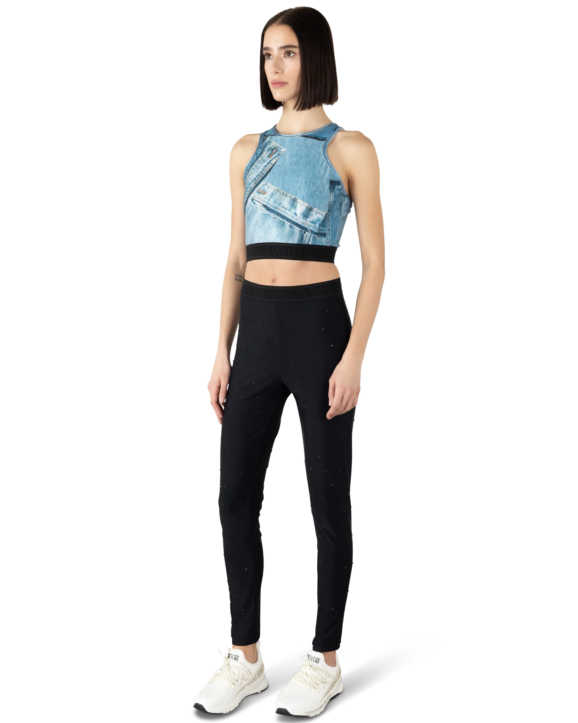 Denim Patchwork Crop Top