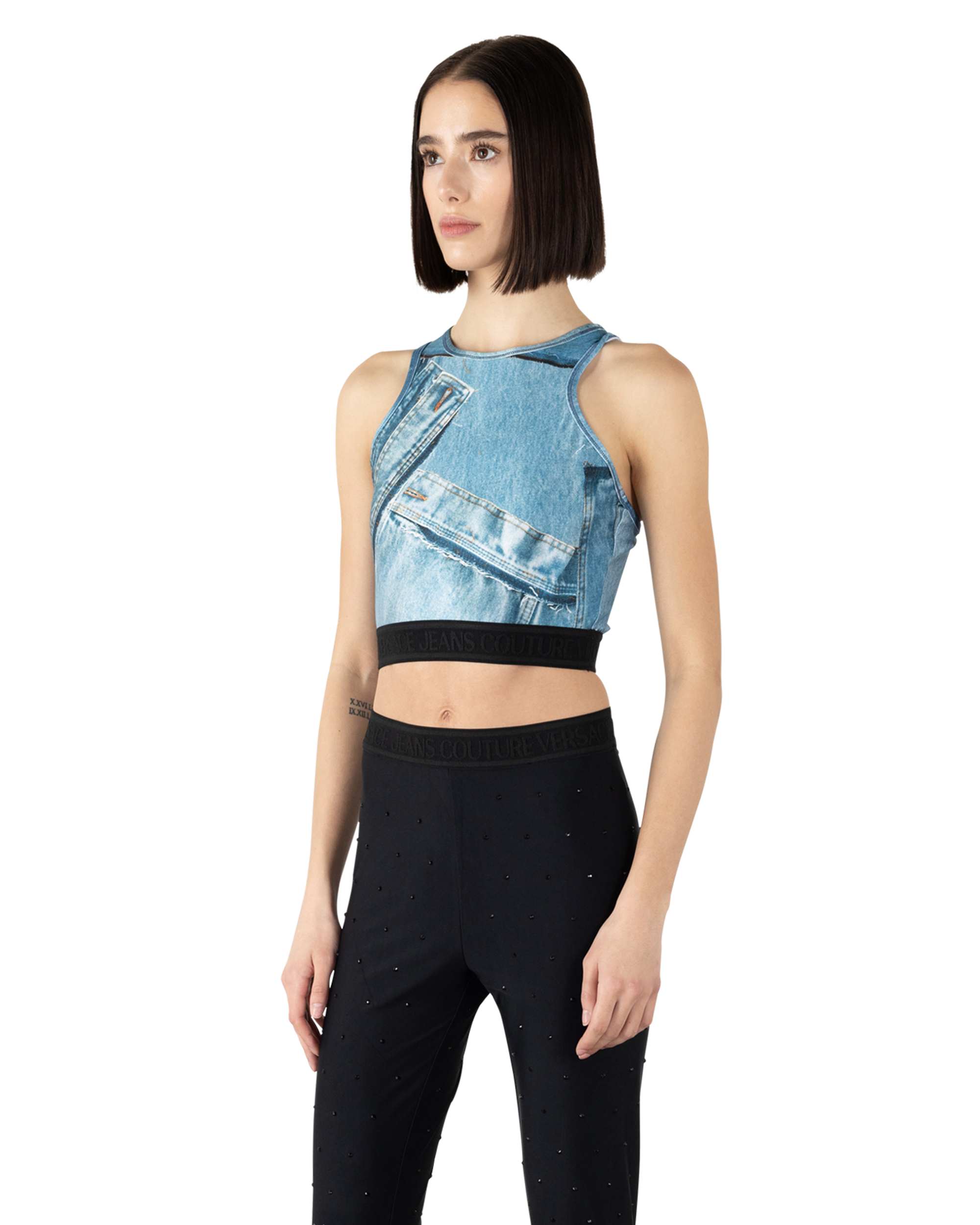 Denim Patchwork Crop Top