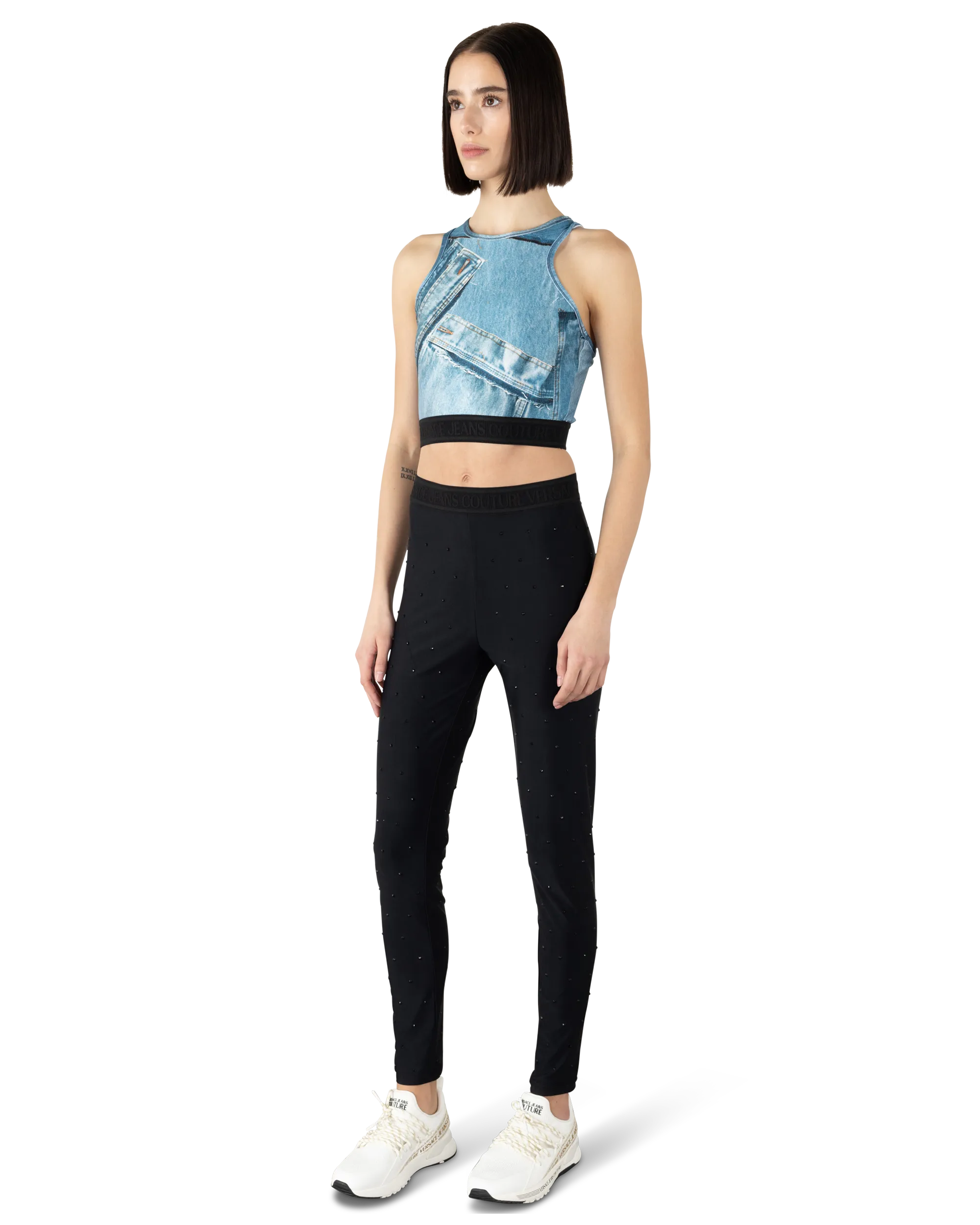 Denim Patchwork Crop Top