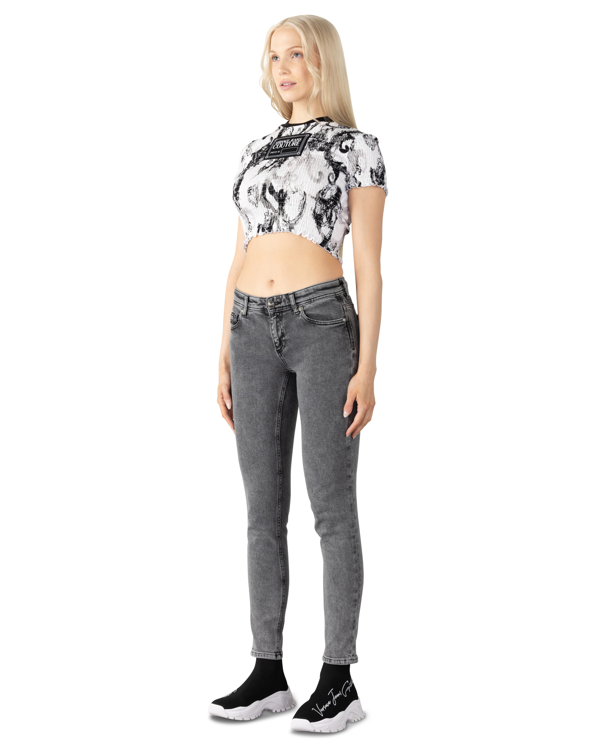 Ruched Watercolor Couture Crop Top