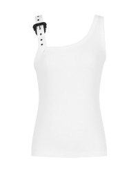 Baroque Buckle Ribbed Tank Top - DIHSAN