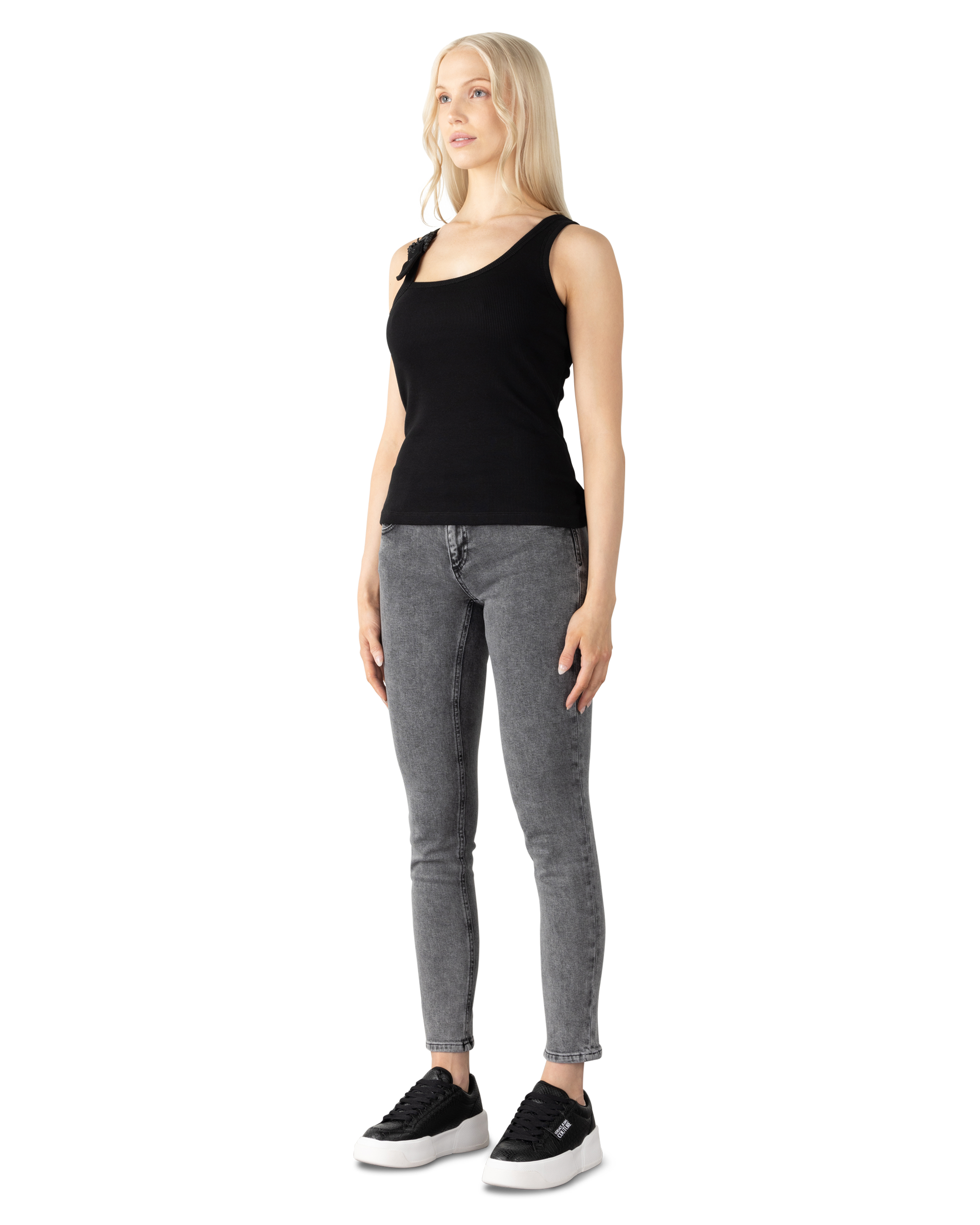 Baroque Buckle Ribbed Tank Top