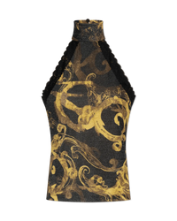 Watercolor Baroque Couture Halterneck Top - DIHSAN