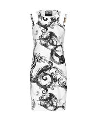 Watercolor Baroque Printed Double Strap Mini Dress - DIHSAN
