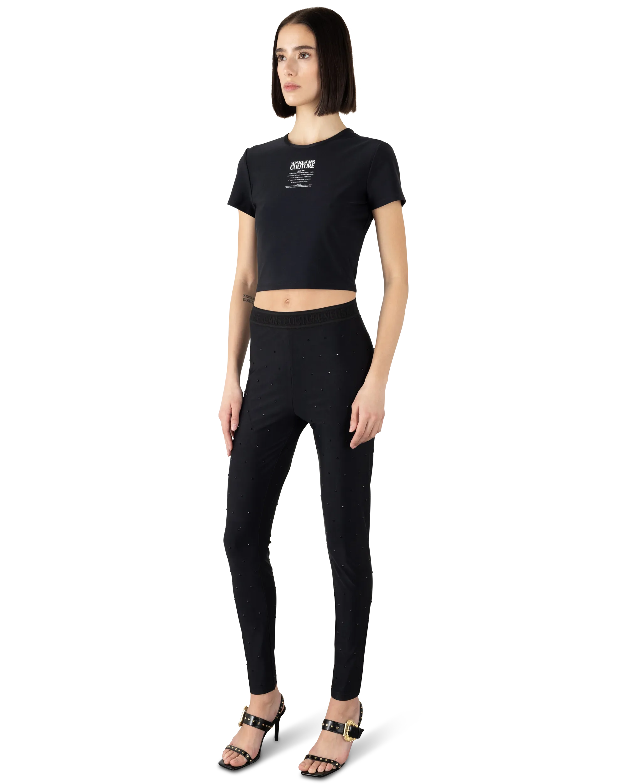 Crystal Embellished Versace Jeans Couture Leggings