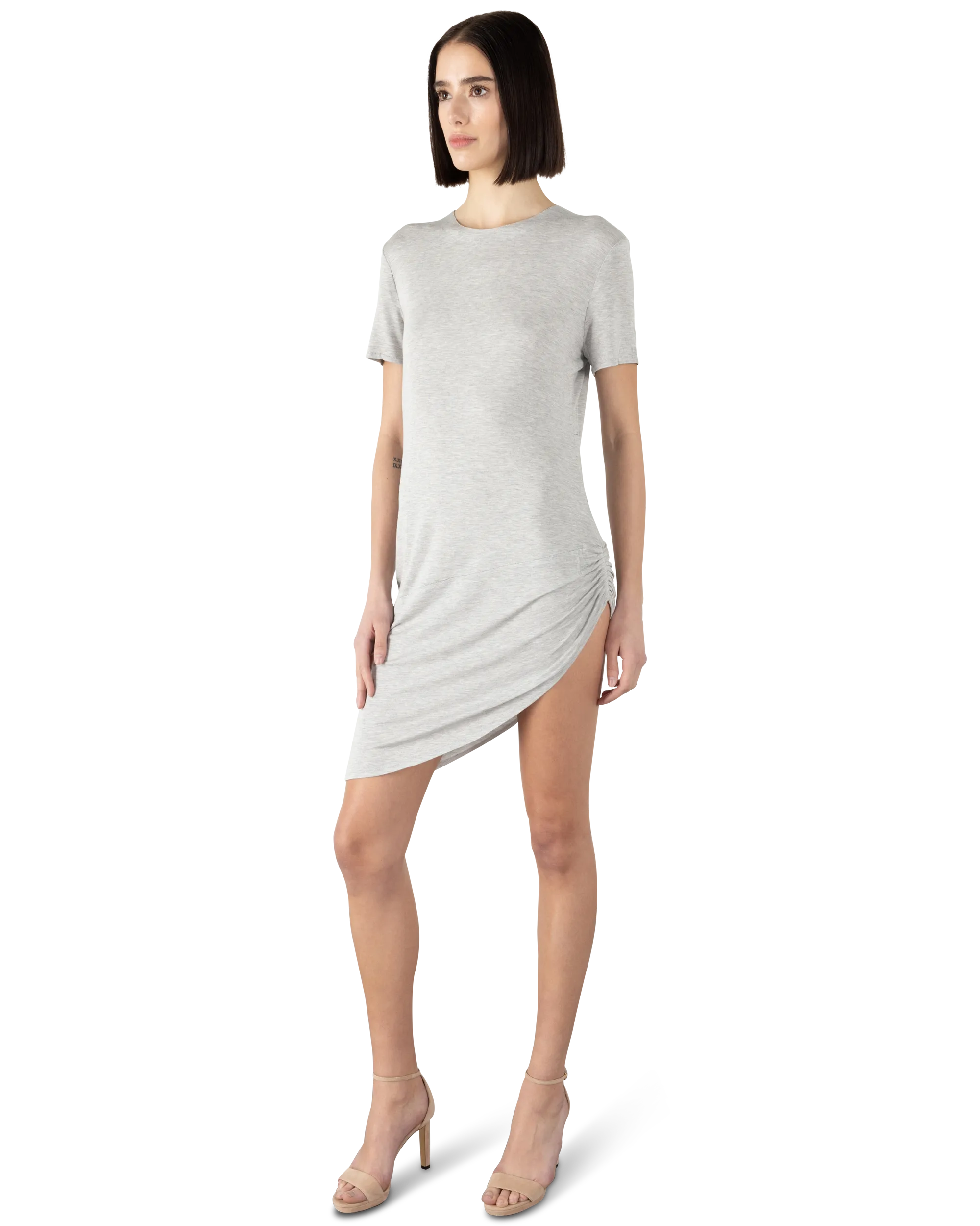 Short Sleeve Crewneck Side Drape Micro Dress