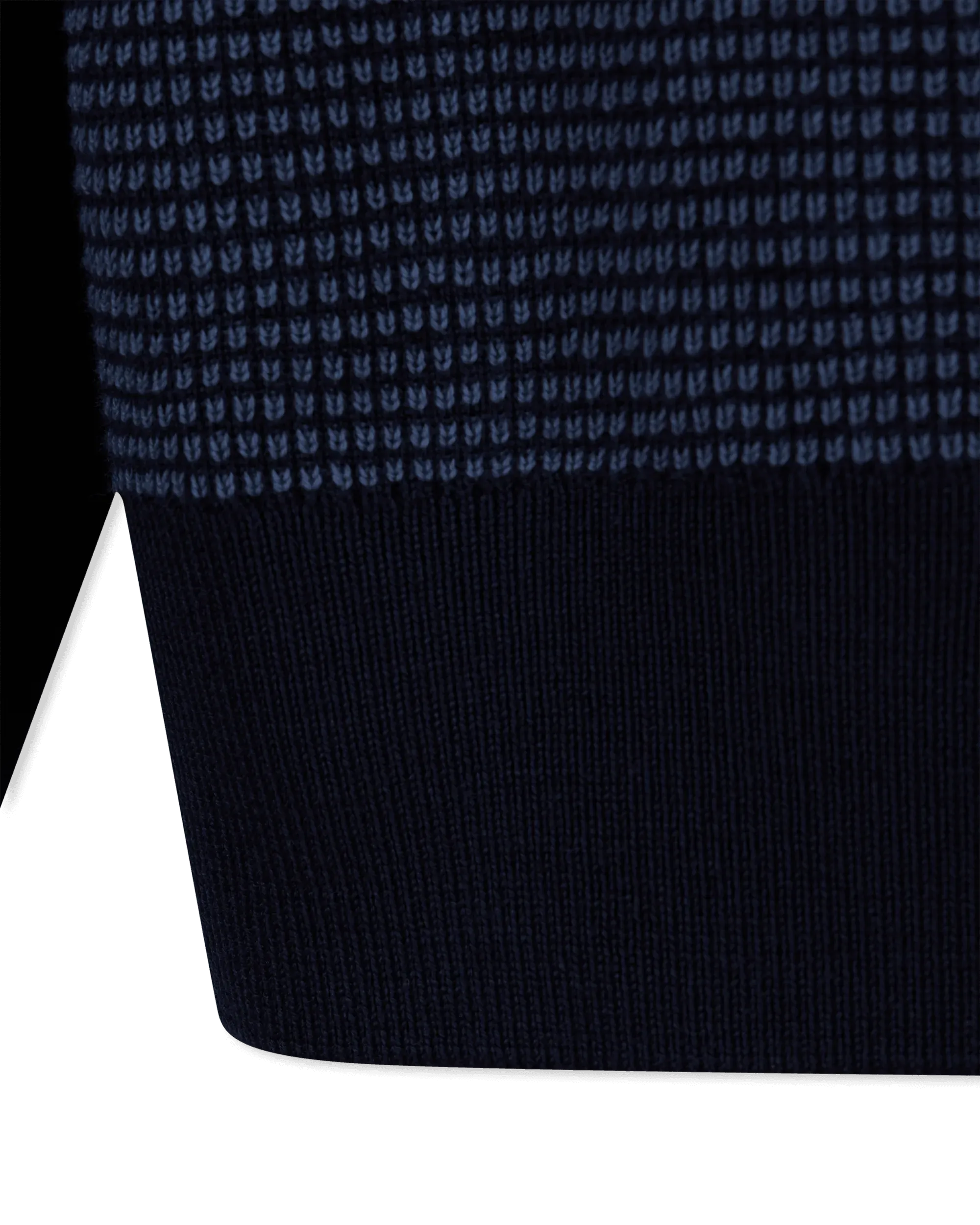 Dark Blue Virgin H-Dambino Zip-Neck Sweater With Mixed Structures by BOSS Black | DIHSAN