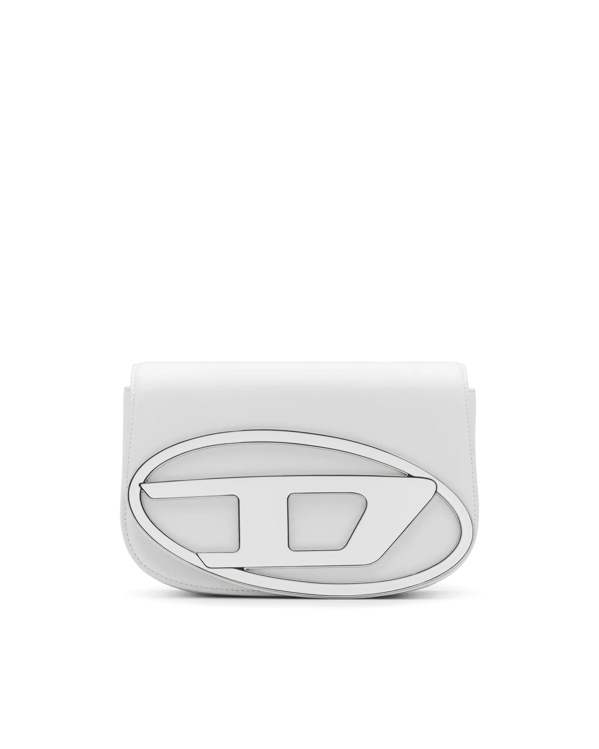 Diesel 1DR M-Iconic Leather Medium Shoulder Bag | White Designer Purse
