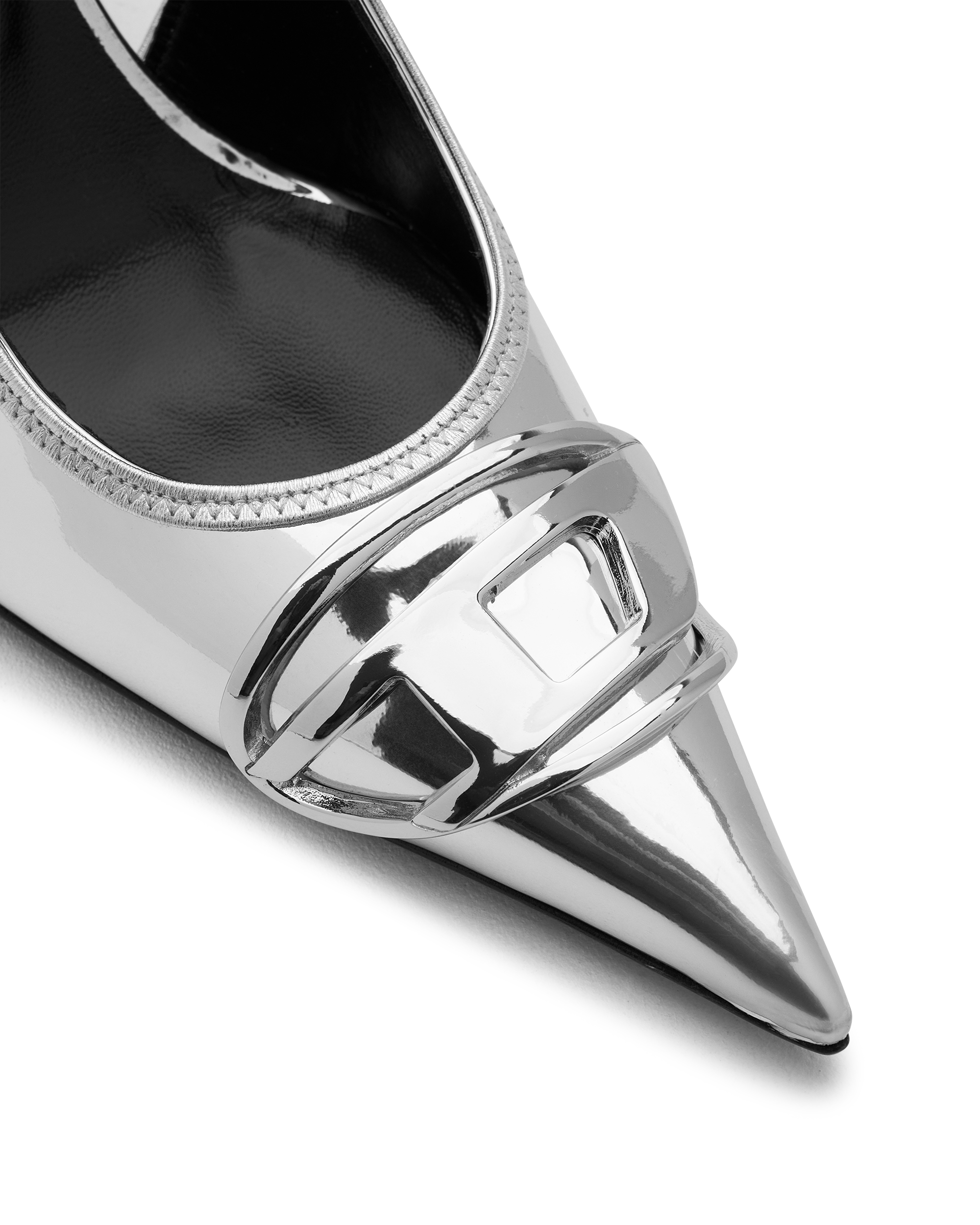 D-Venus Mirrored Finish Slingback Pumps