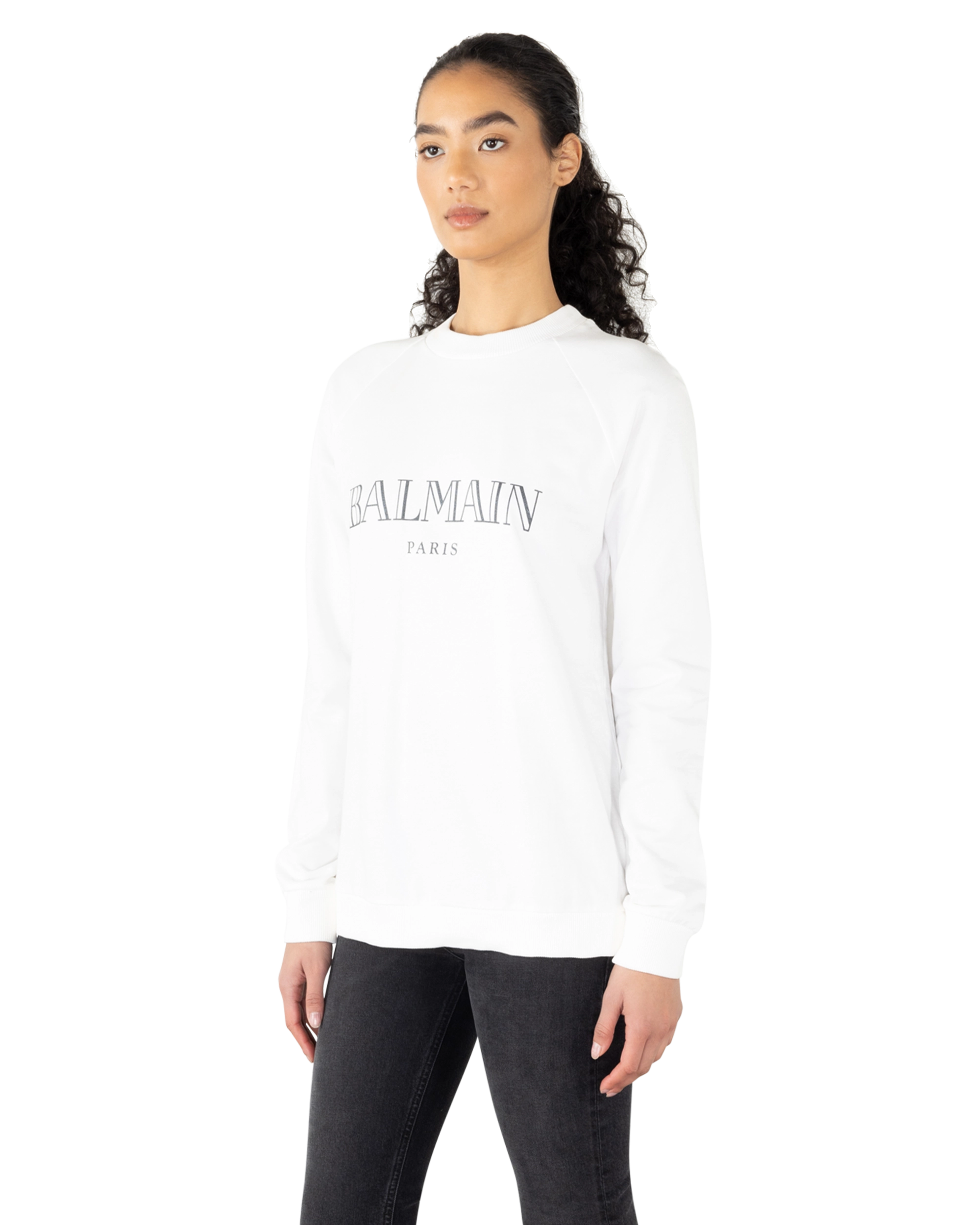 White Cotton Lightweight Logo Sweatshirt by Balmain | DIHSAN