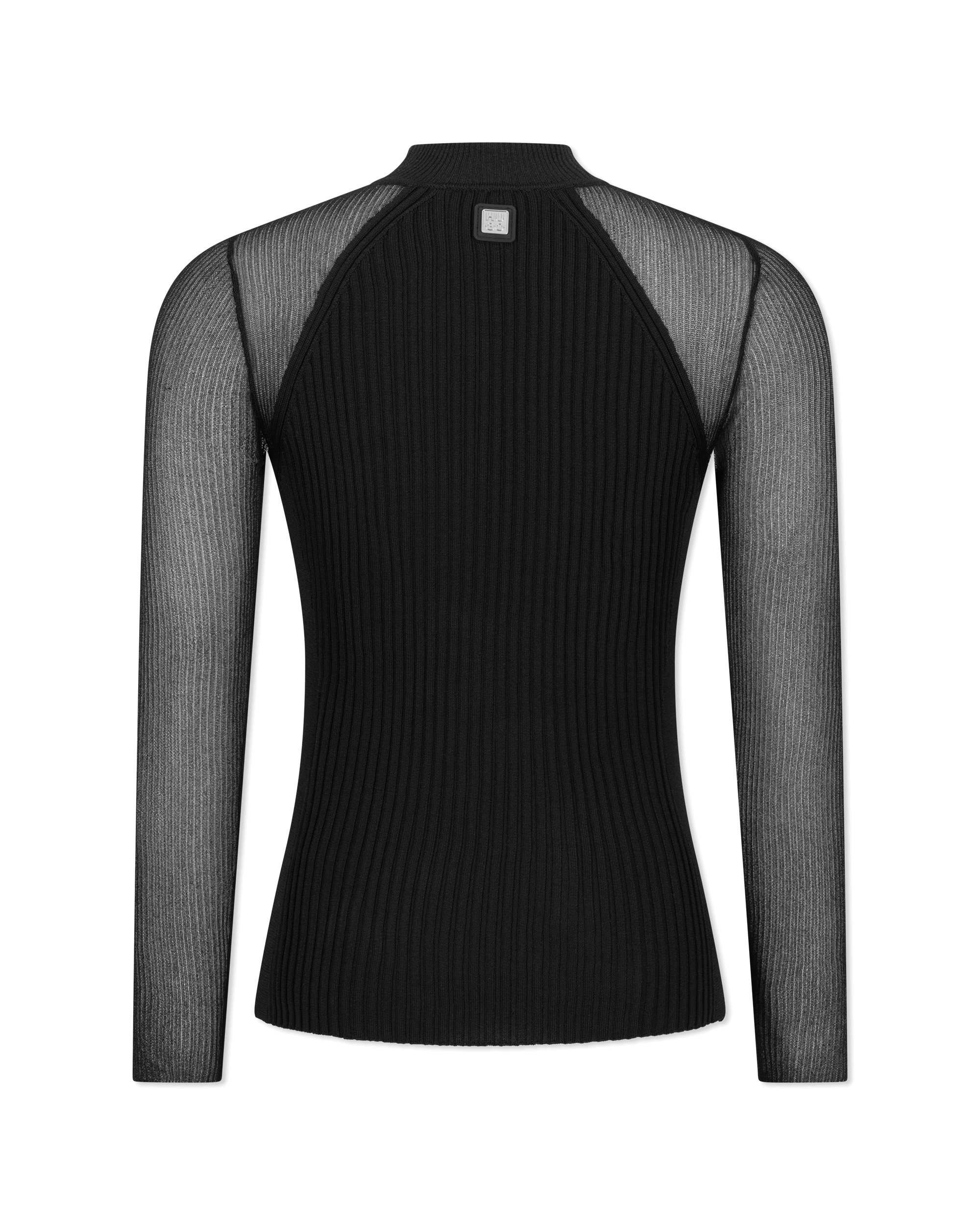 Stassi Sheer-Sleeved Ribbed Sweater