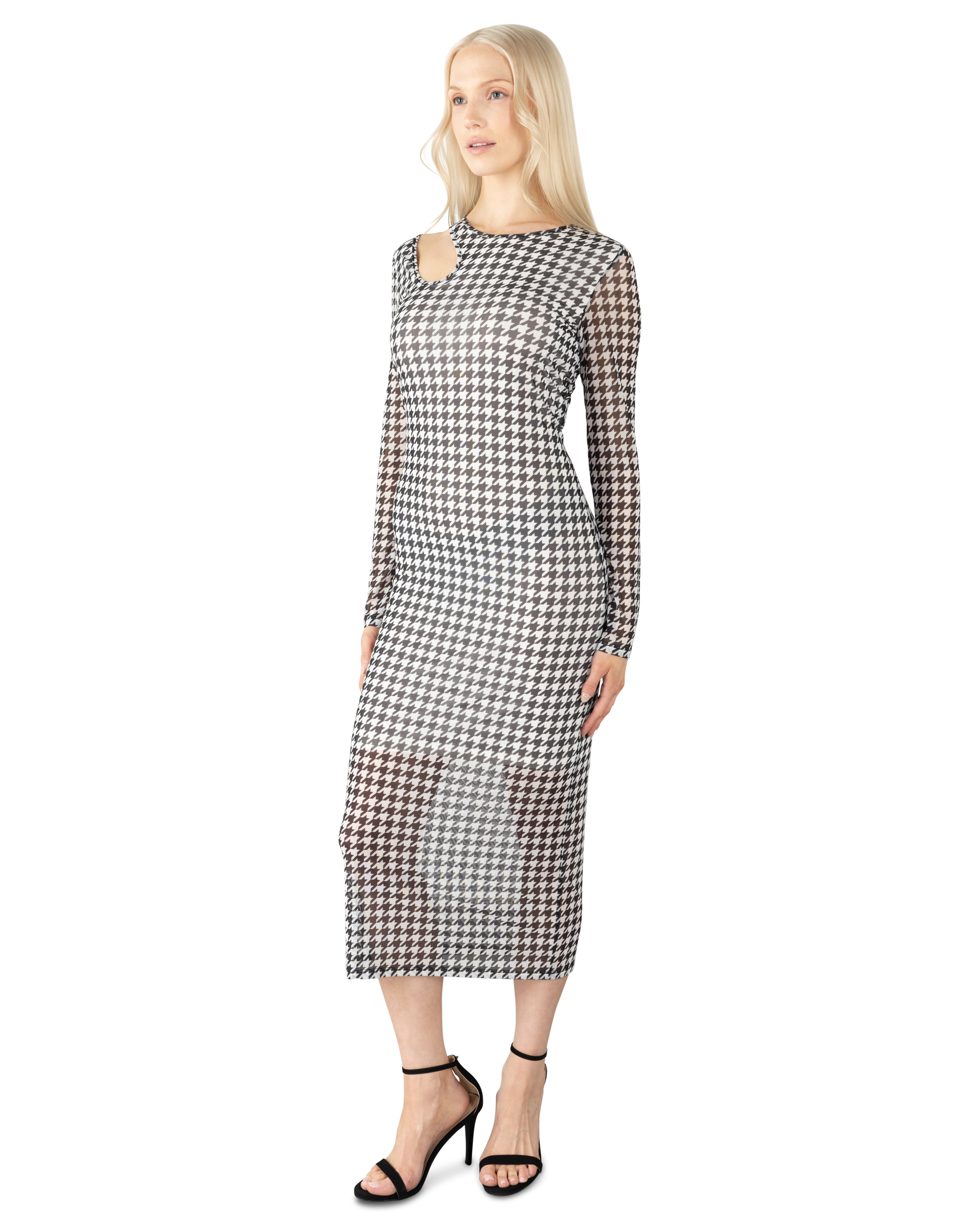 Nalusia Houndstooth Midi Dress