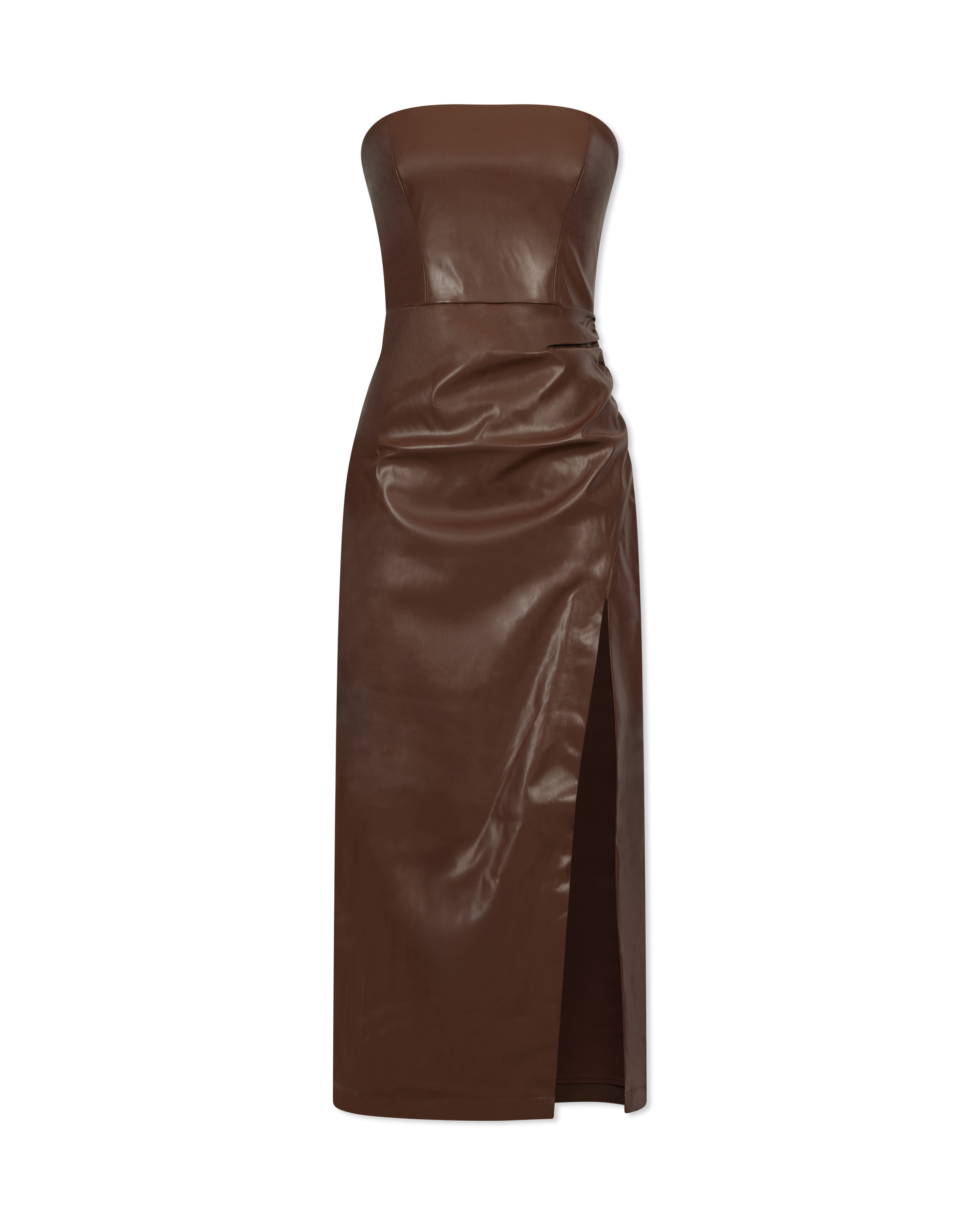 Andres Vegan Leather Strapless Dress - DIHSAN