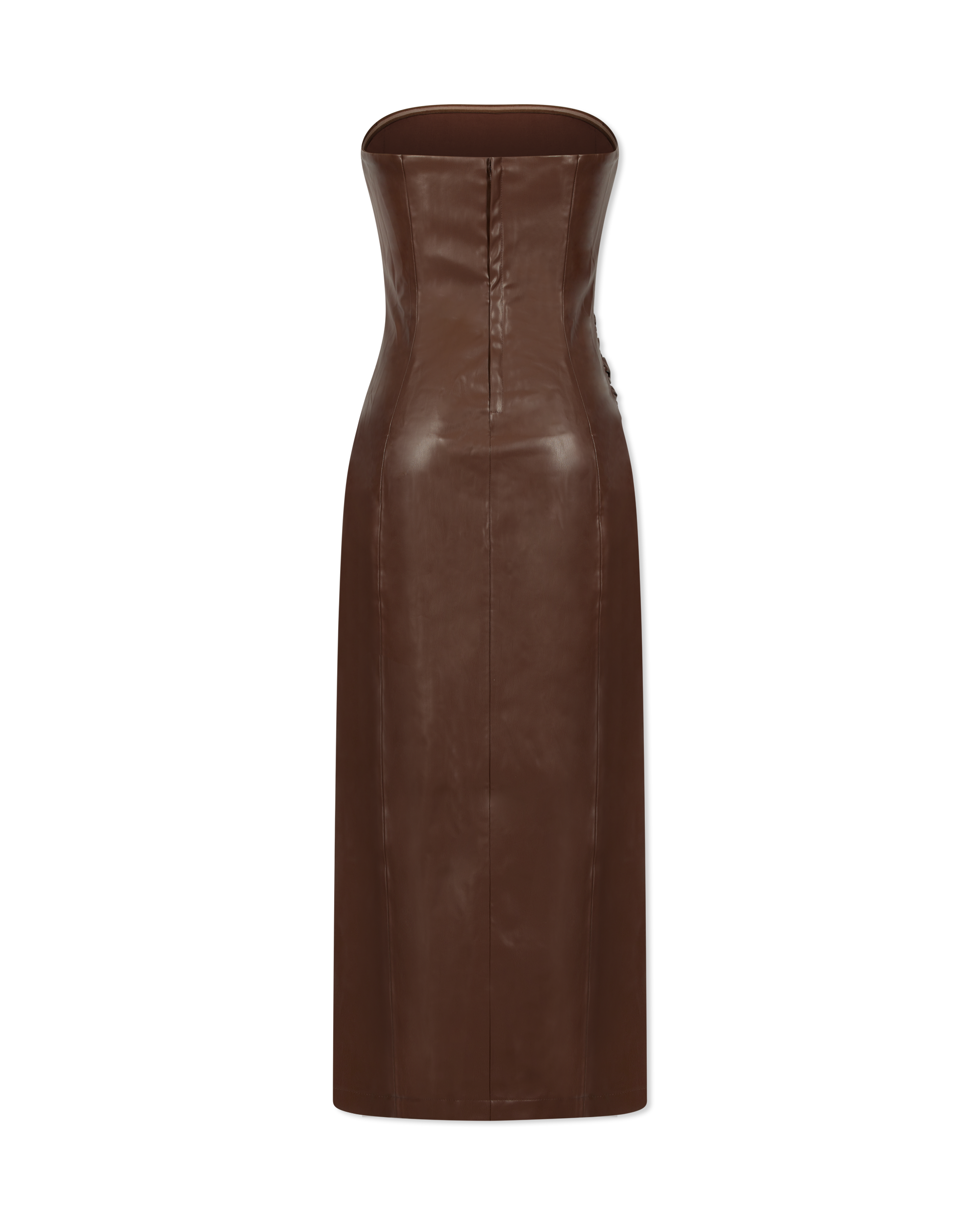 Andres Vegan Leather Strapless Dress