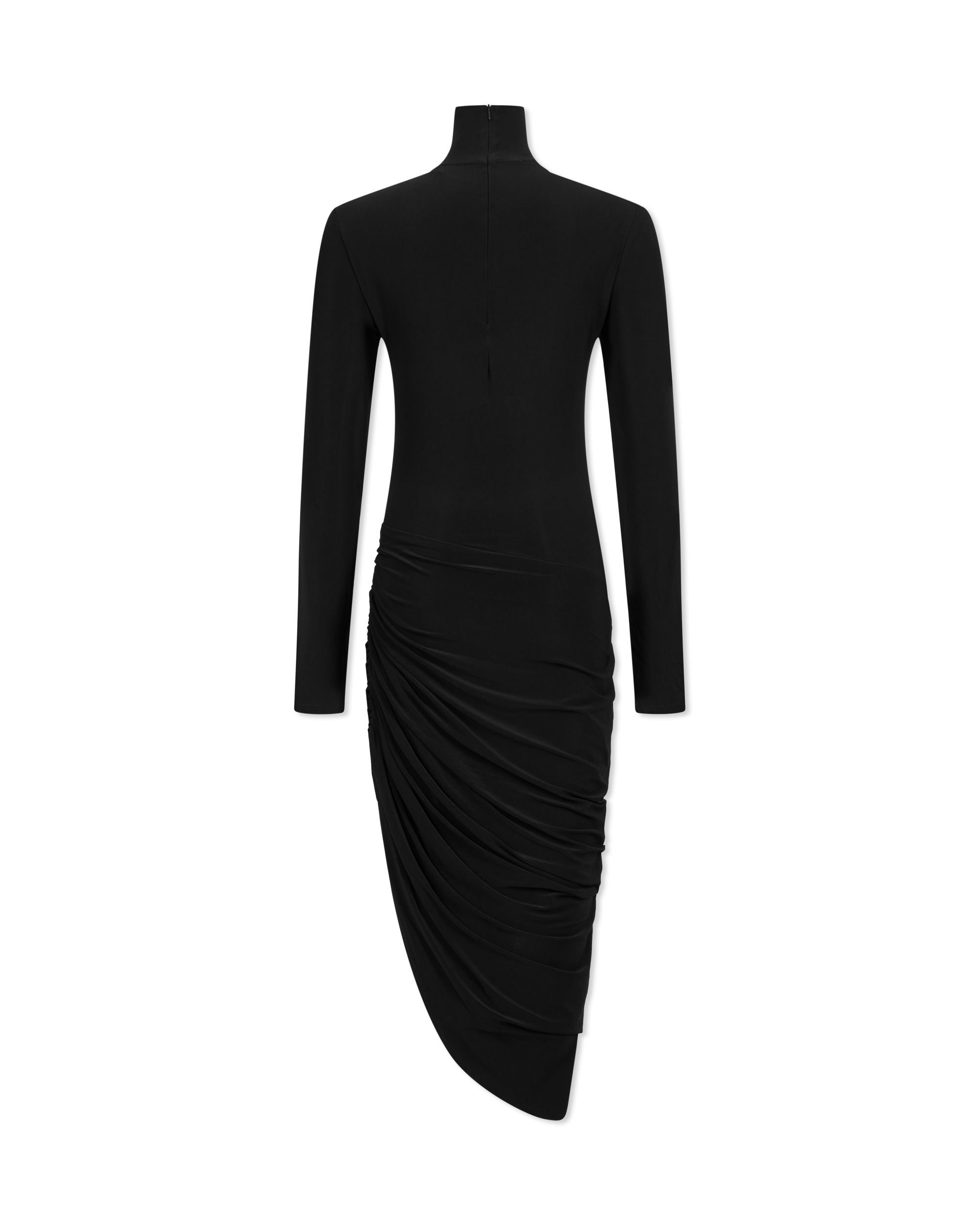 L/S Turtleneck Side Drape Midcalf Dress