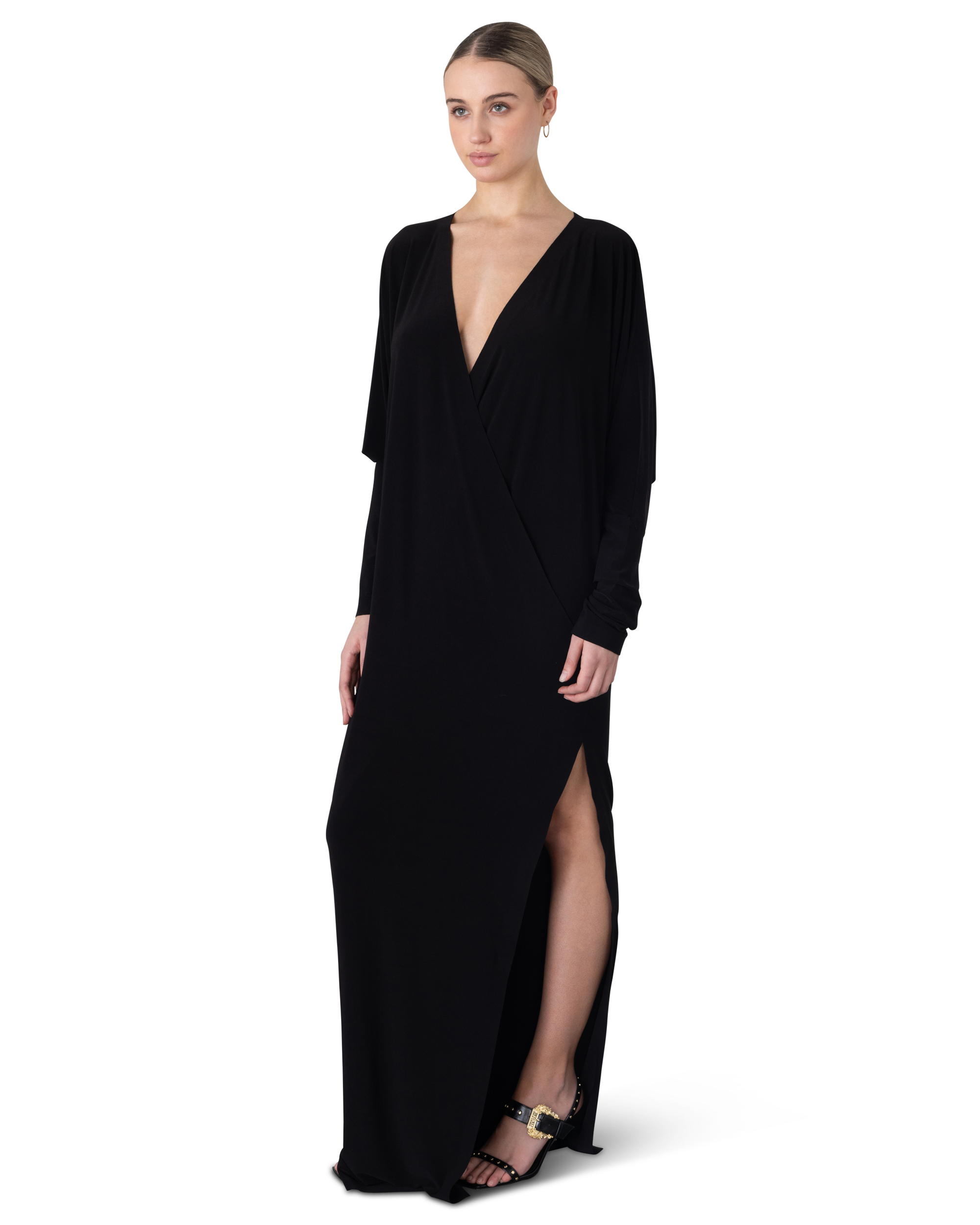 Dolman Wrap With Side Slit Gown