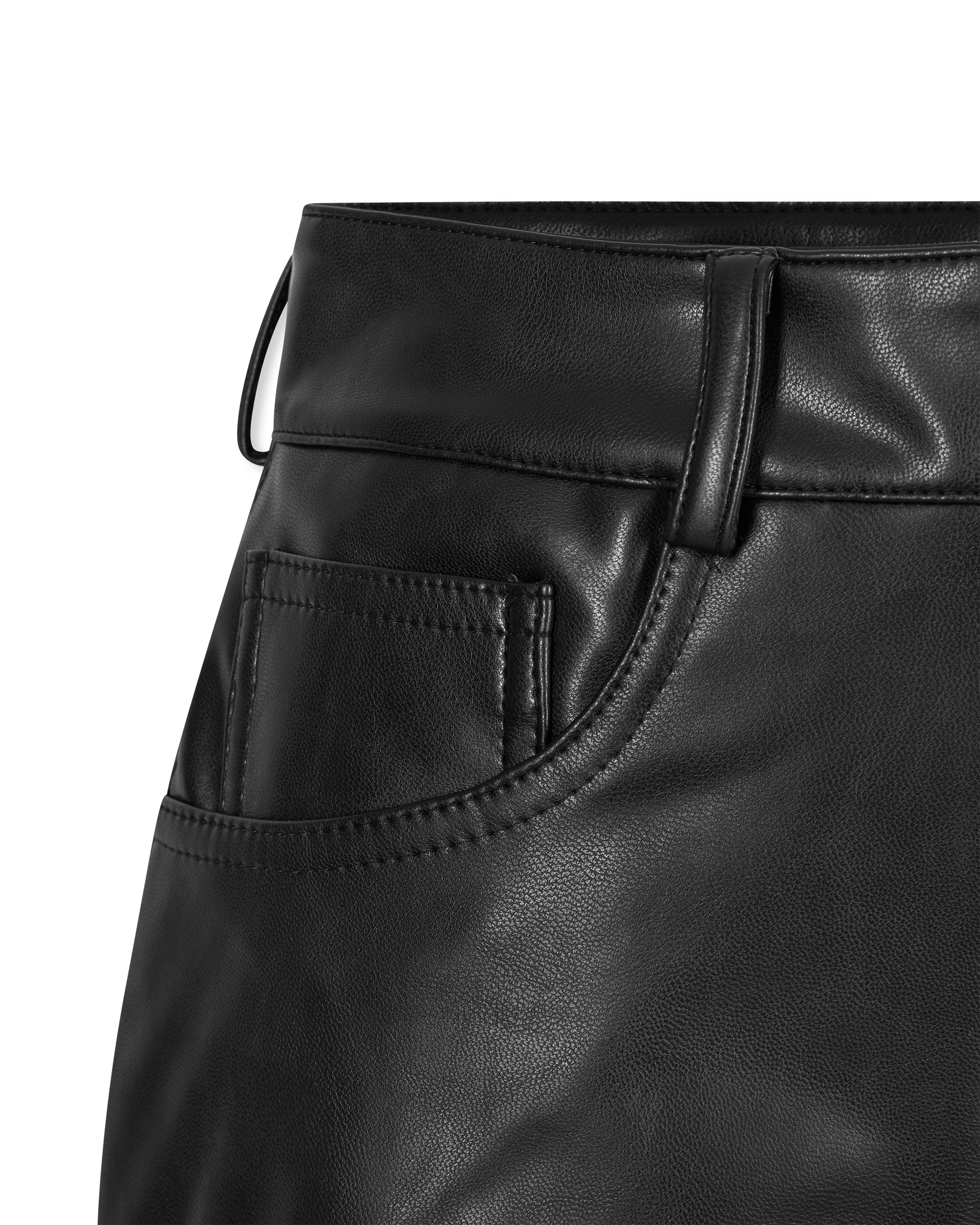 High Waist Faux Leather Jean Short