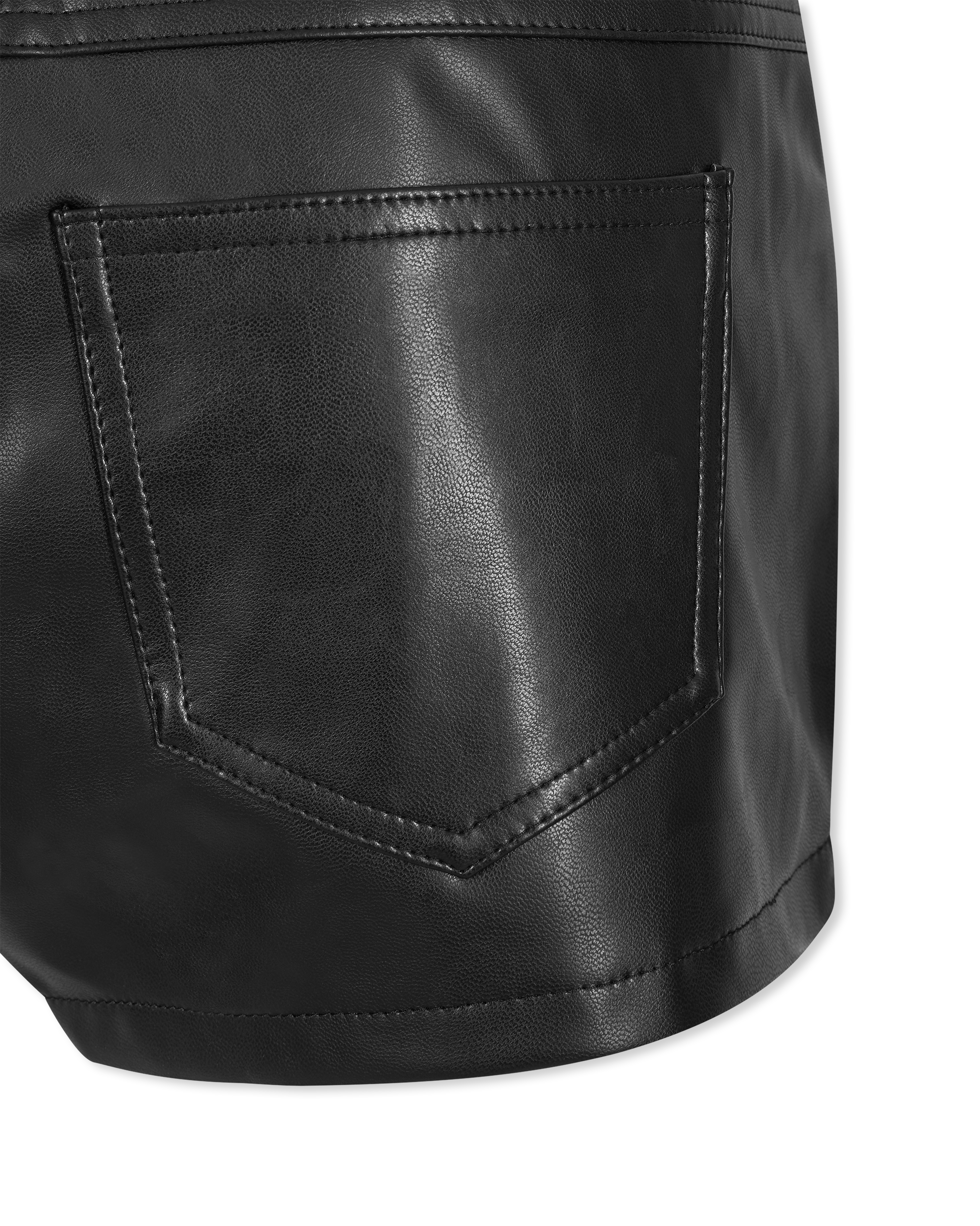 High Waist Faux Leather Jean Short