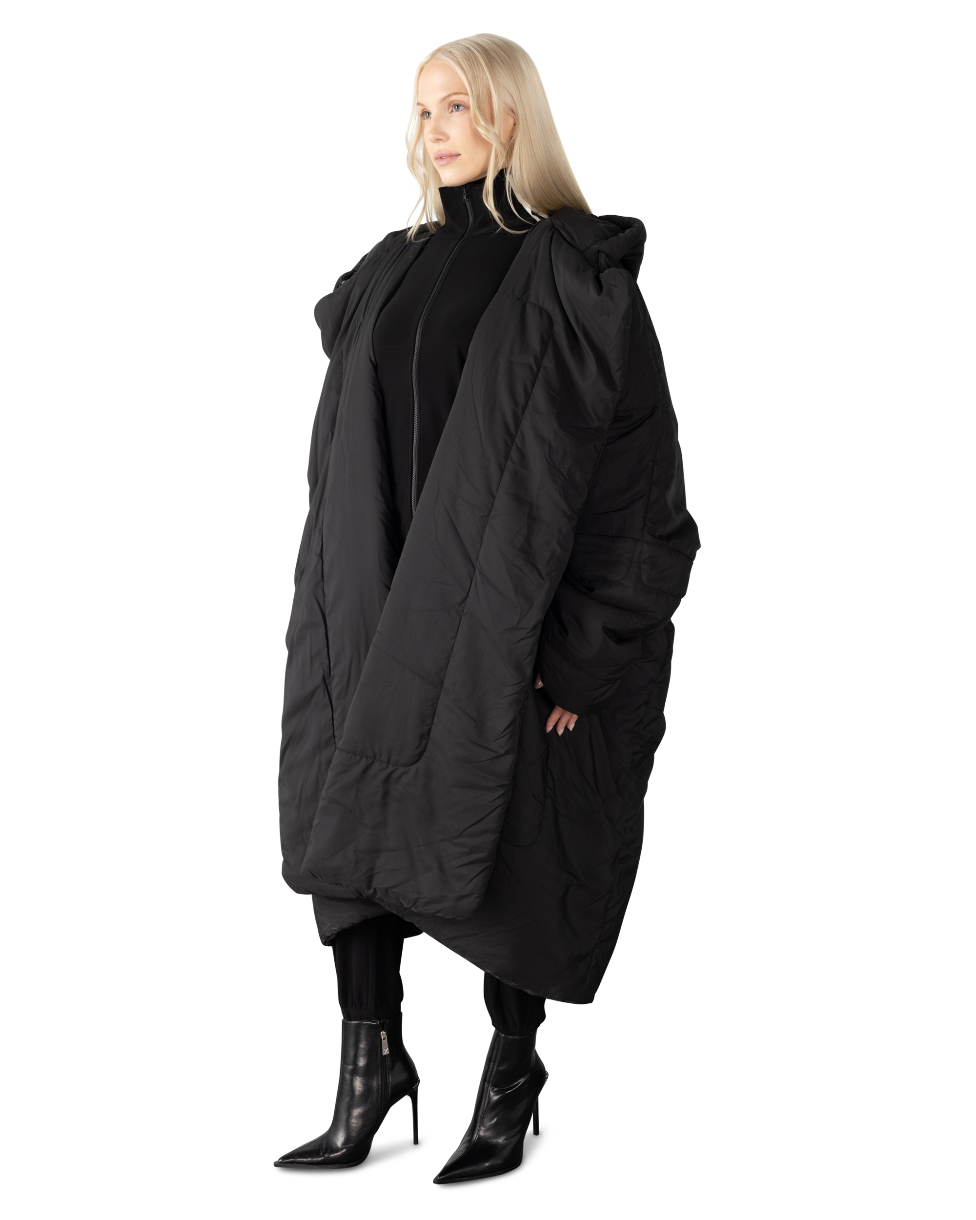 Black Polyester Norma Kamali Sleeping Bag Coat by Norma Kamali | DIHSAN