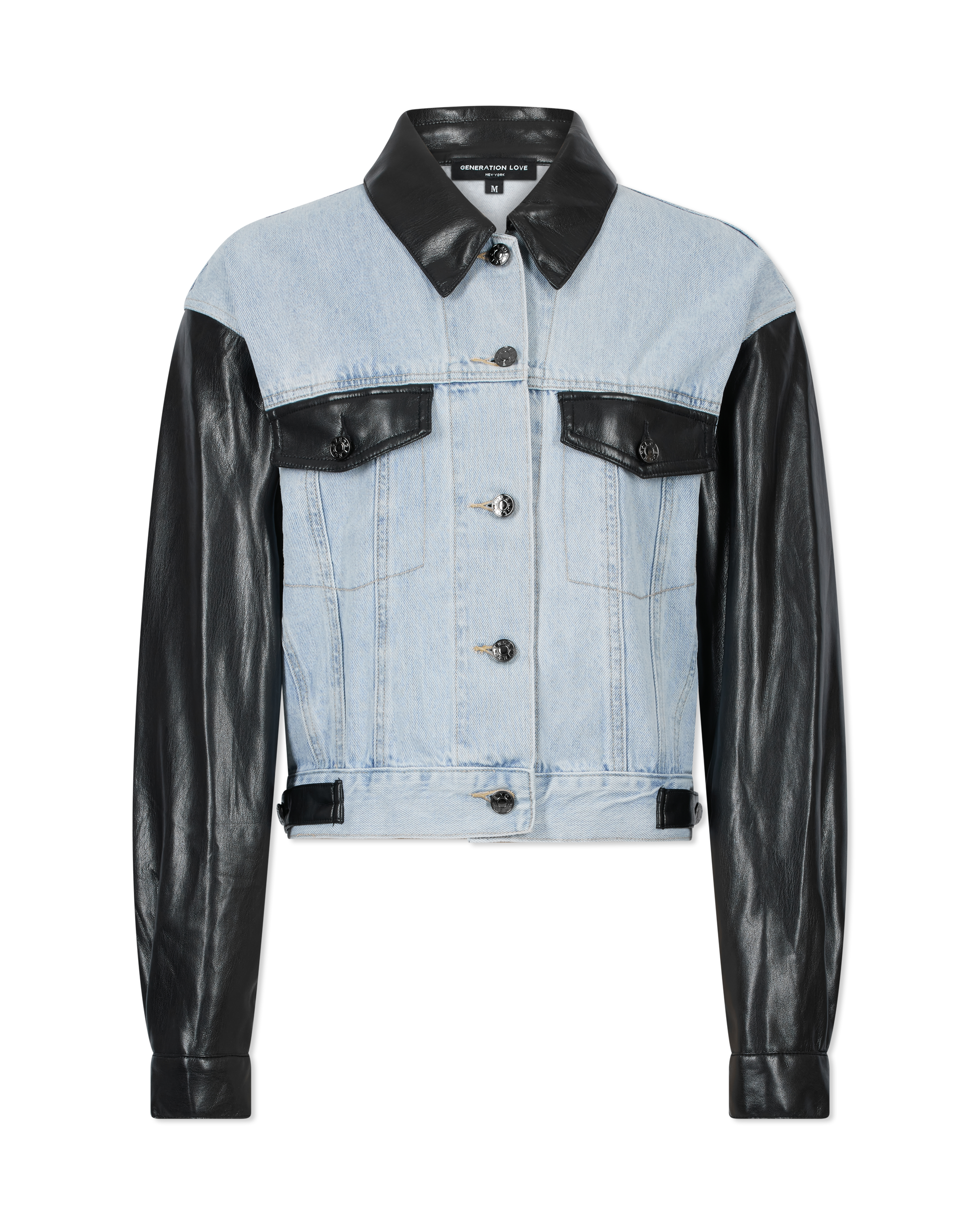 Valex Vegan Leather Combo Denim Jacket